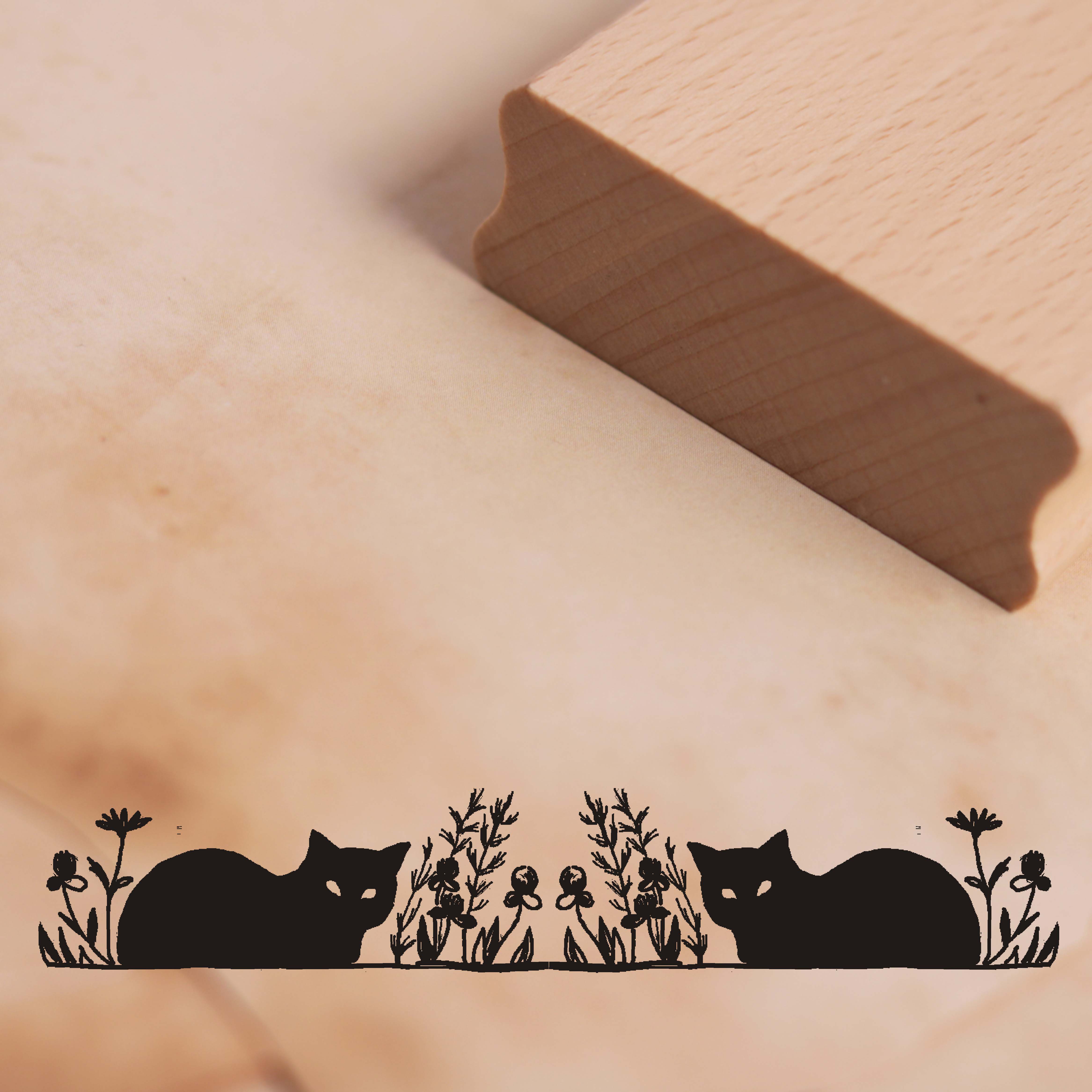 Motivstempel Schwarze Katzen Bordüre Stempel 98mm x 18mm