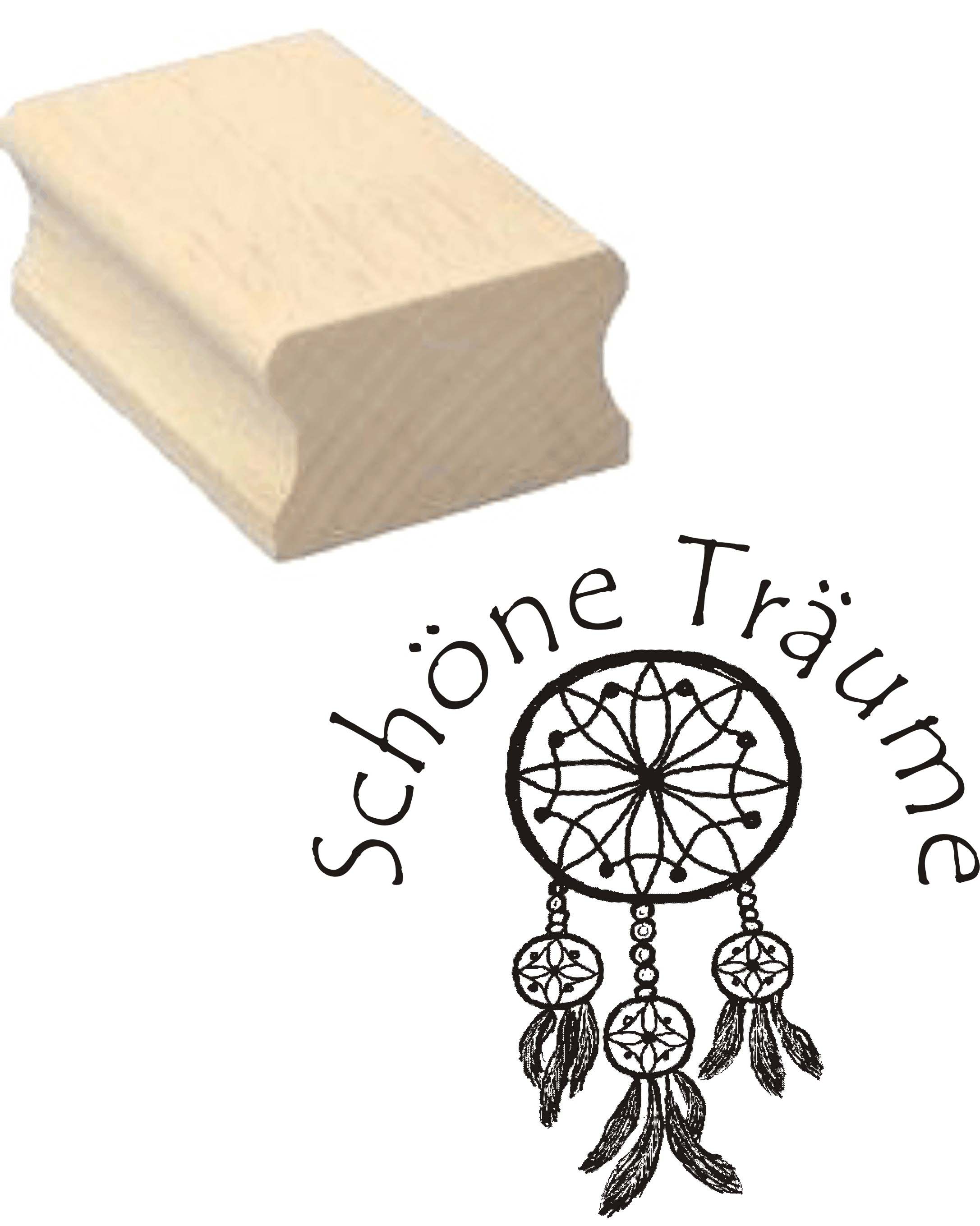 Stempel Traumfänger « SCHÖNE TRÄUME » Motivstempel 30 x 30 mm