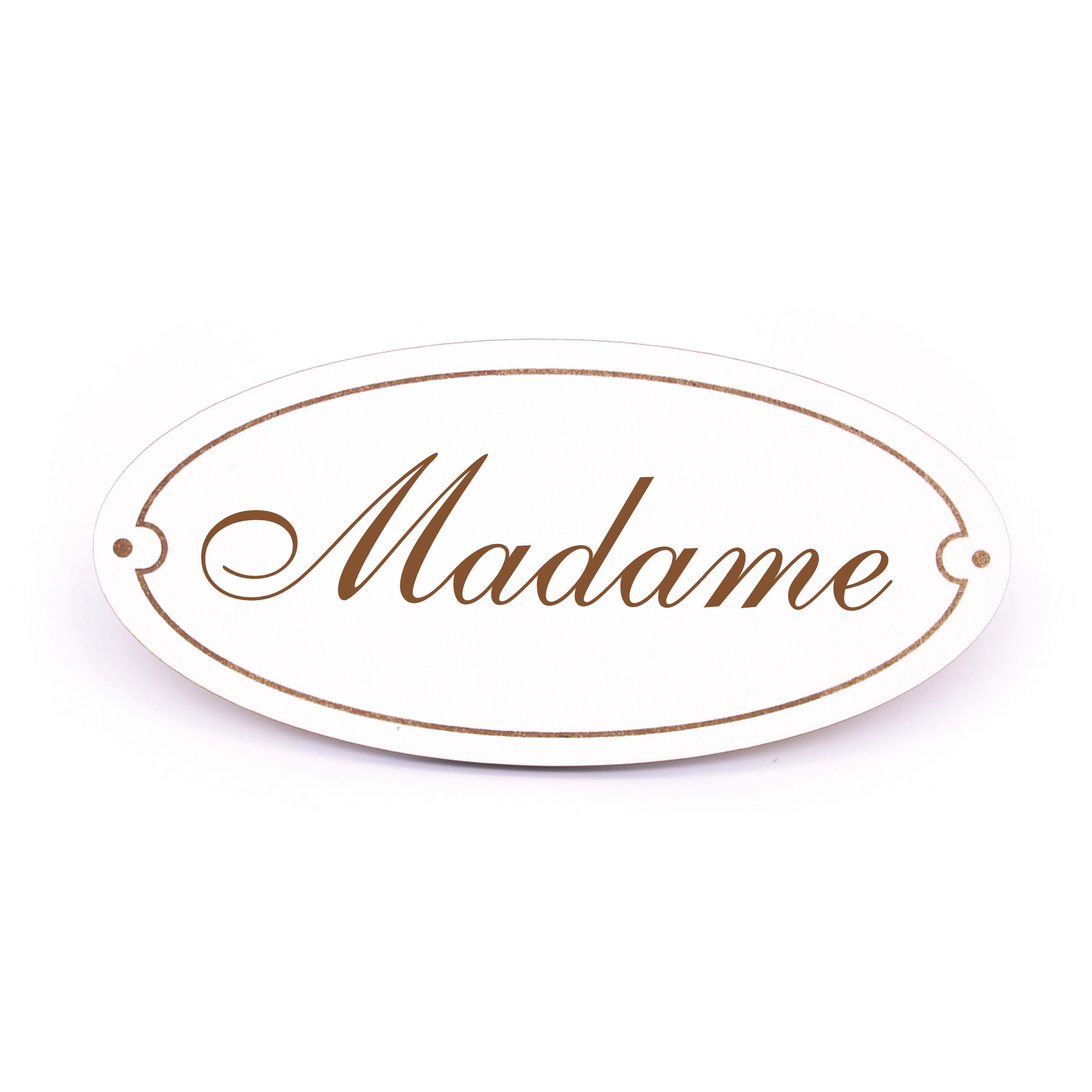 Ovales Türschild Madame - selbstklebend - 15 x 7 cm