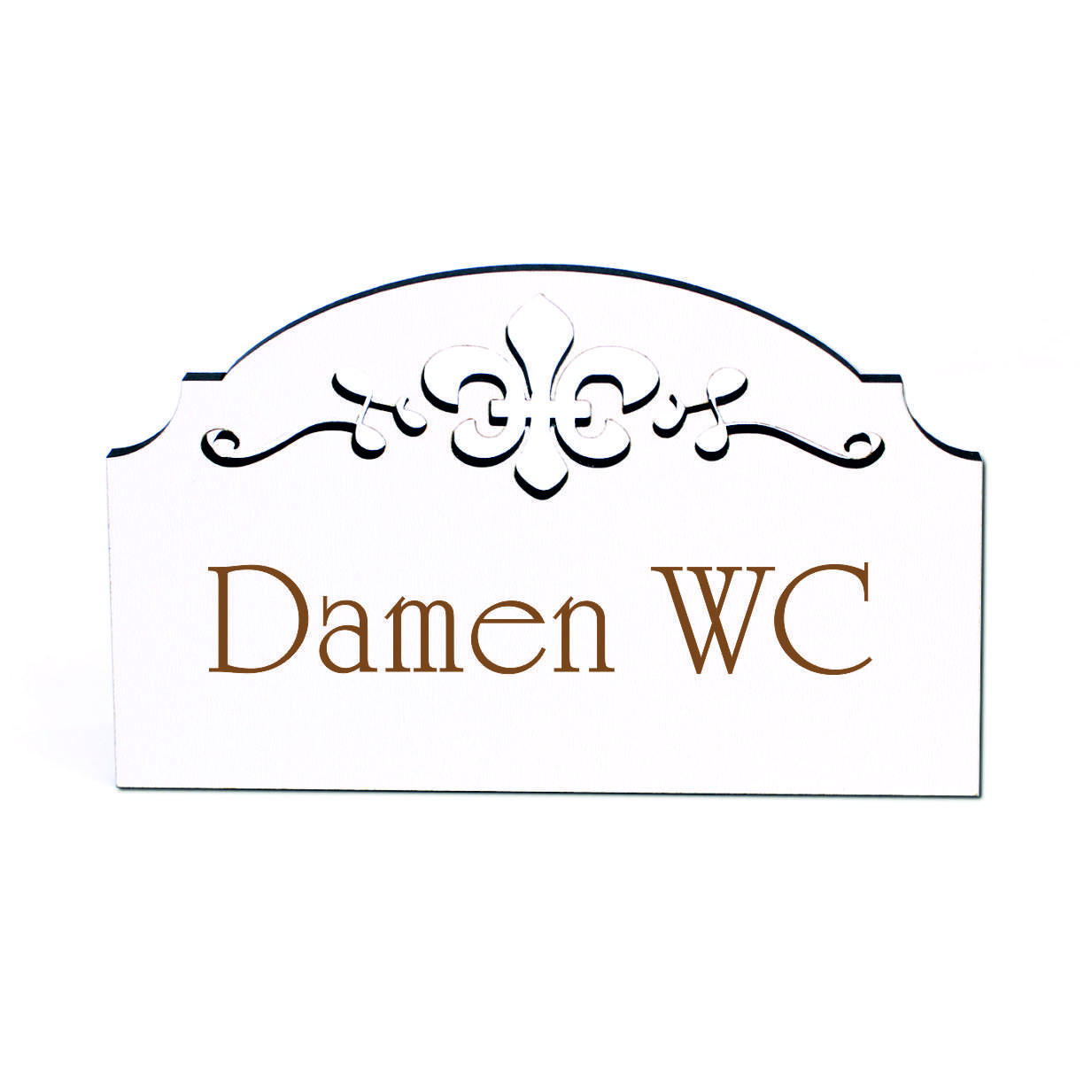 Damen-WC Türschild Toilette Schild Holz graviert Ornamente selbstklebend Türdeko 15,5 x 9,5 cm