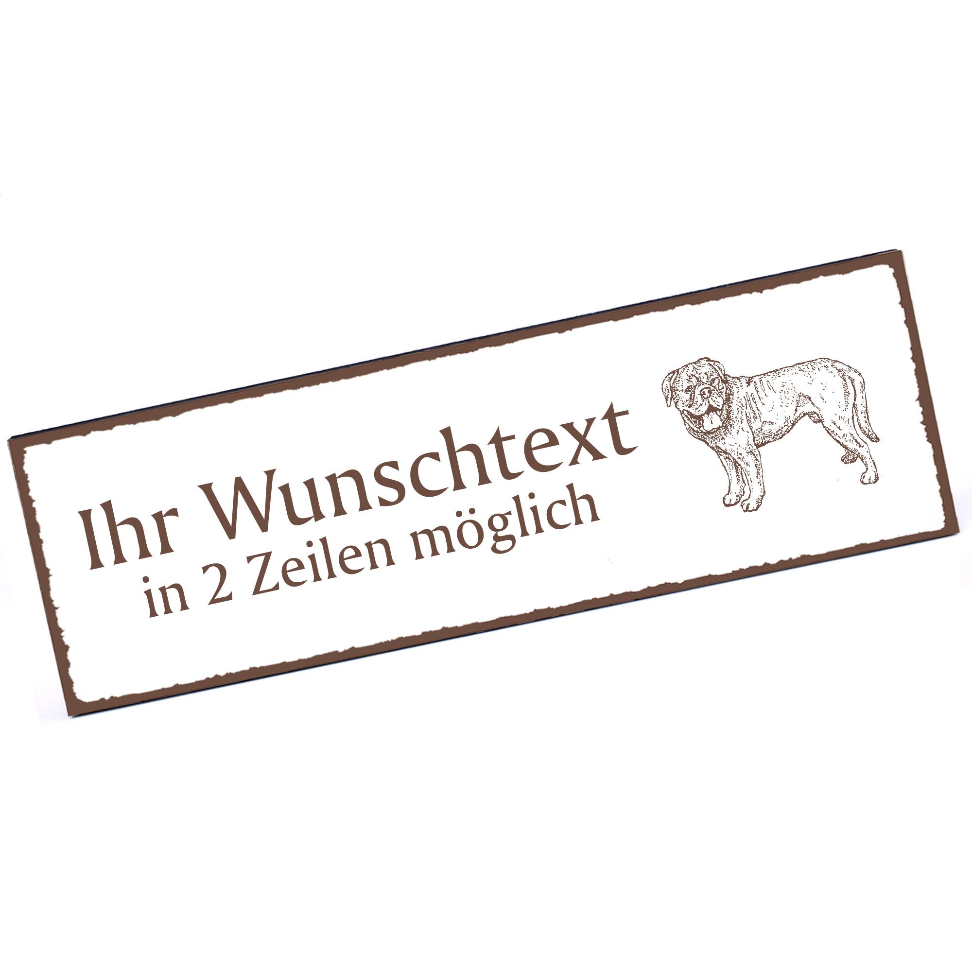 Türschild Dougue De Bordeaux  Namensschild personalisiert mit Gravur - 150mm x 50mm - selbstklebend