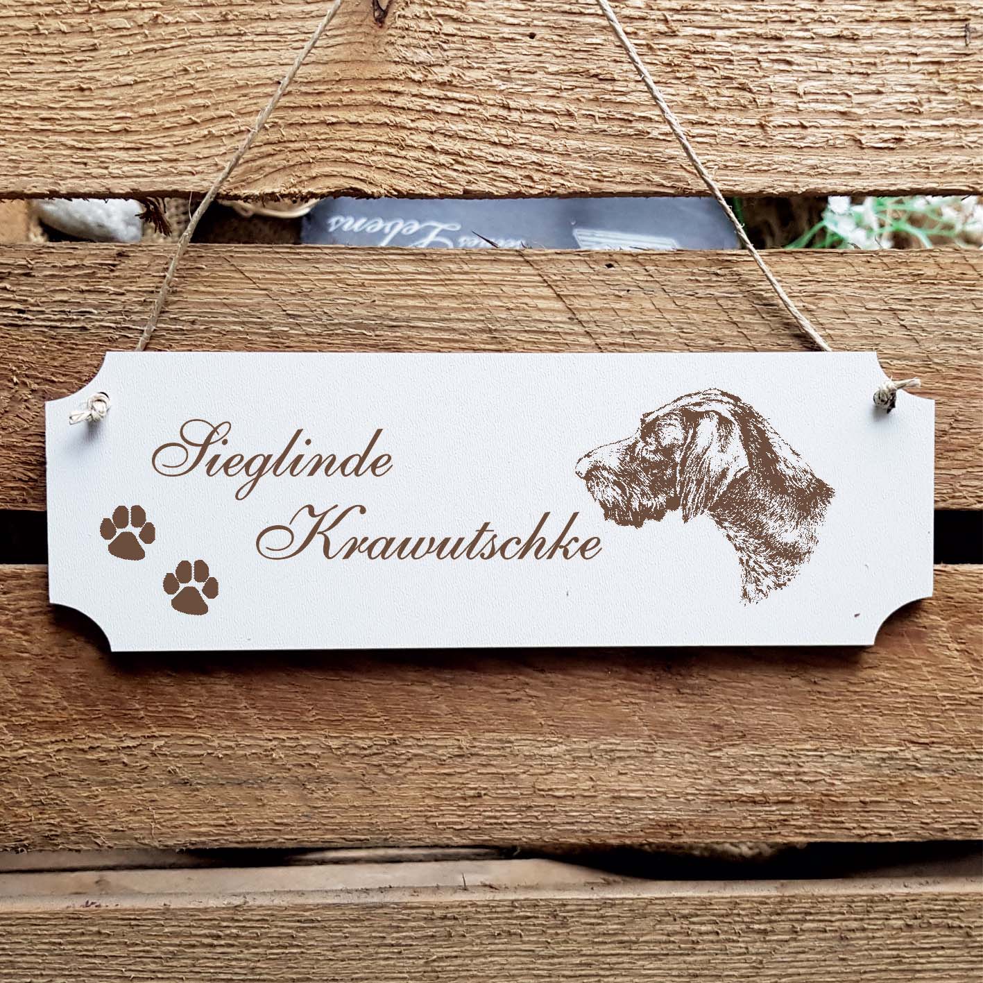 Schild « Deutsch Drahthaar » Namensschild Türschild zum Anhängen - 20 x 6,7 cm