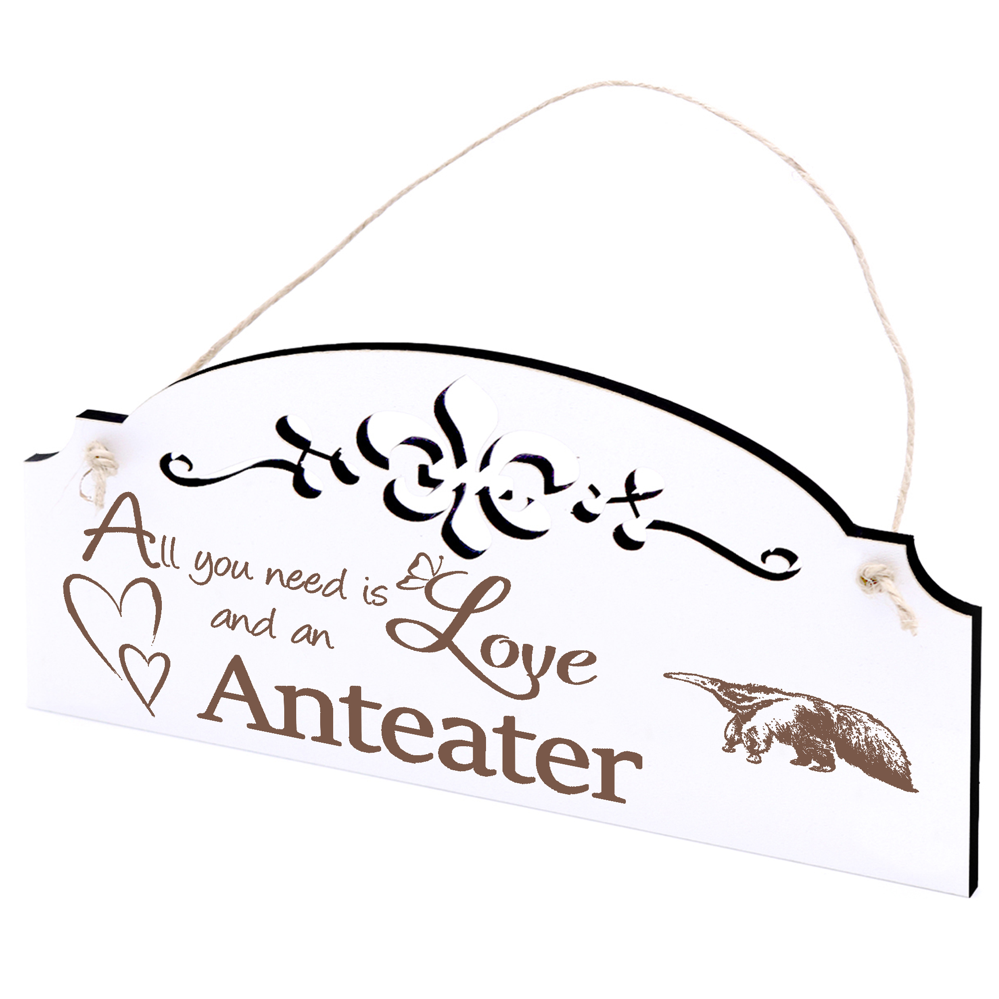 Schild Ameisenbär Nasenbär Deko 20x10cm - All you need is Love and an Anteater - Holz