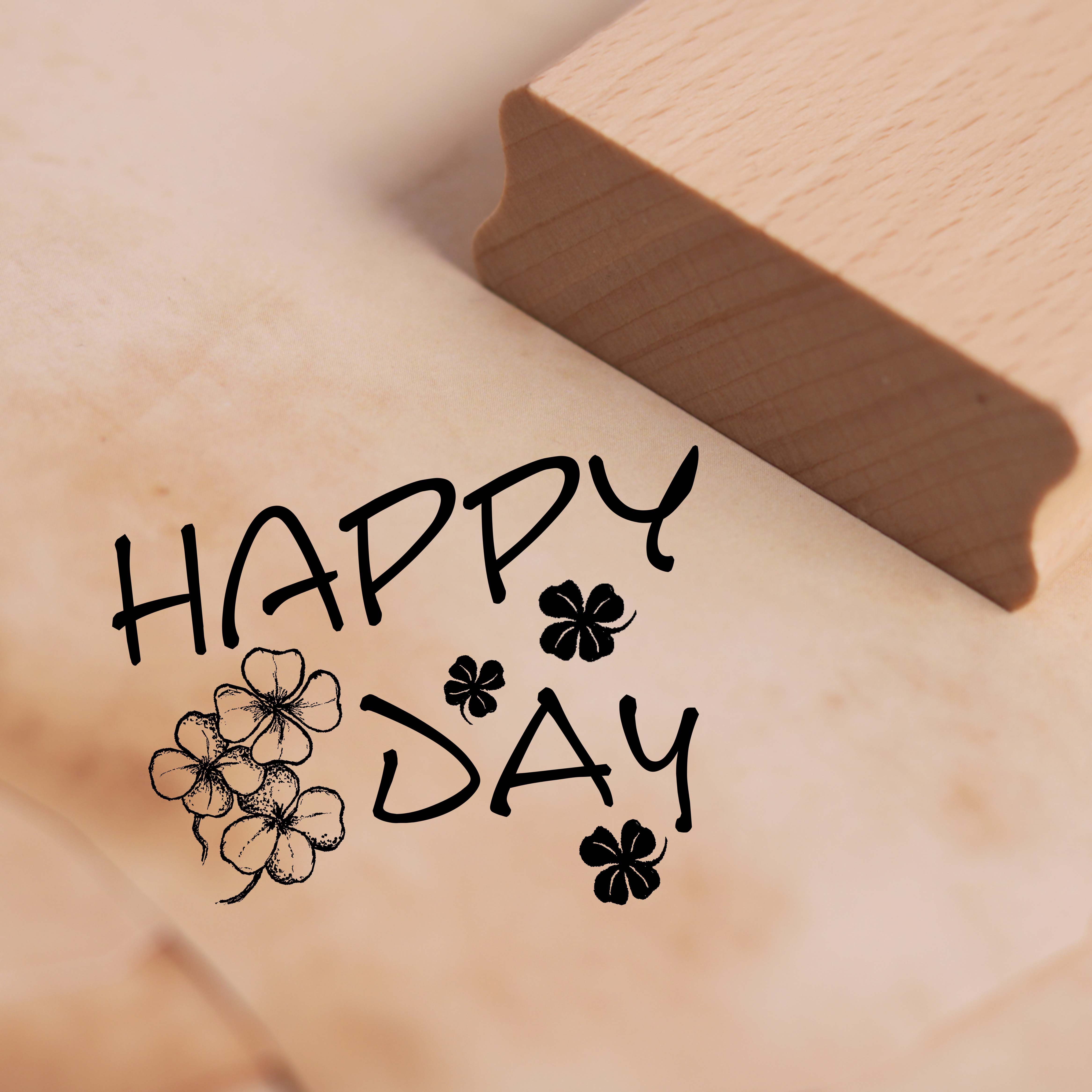 Motivstempel Happy Day Stempel Kleeblätter Glück 48 x 38 mm