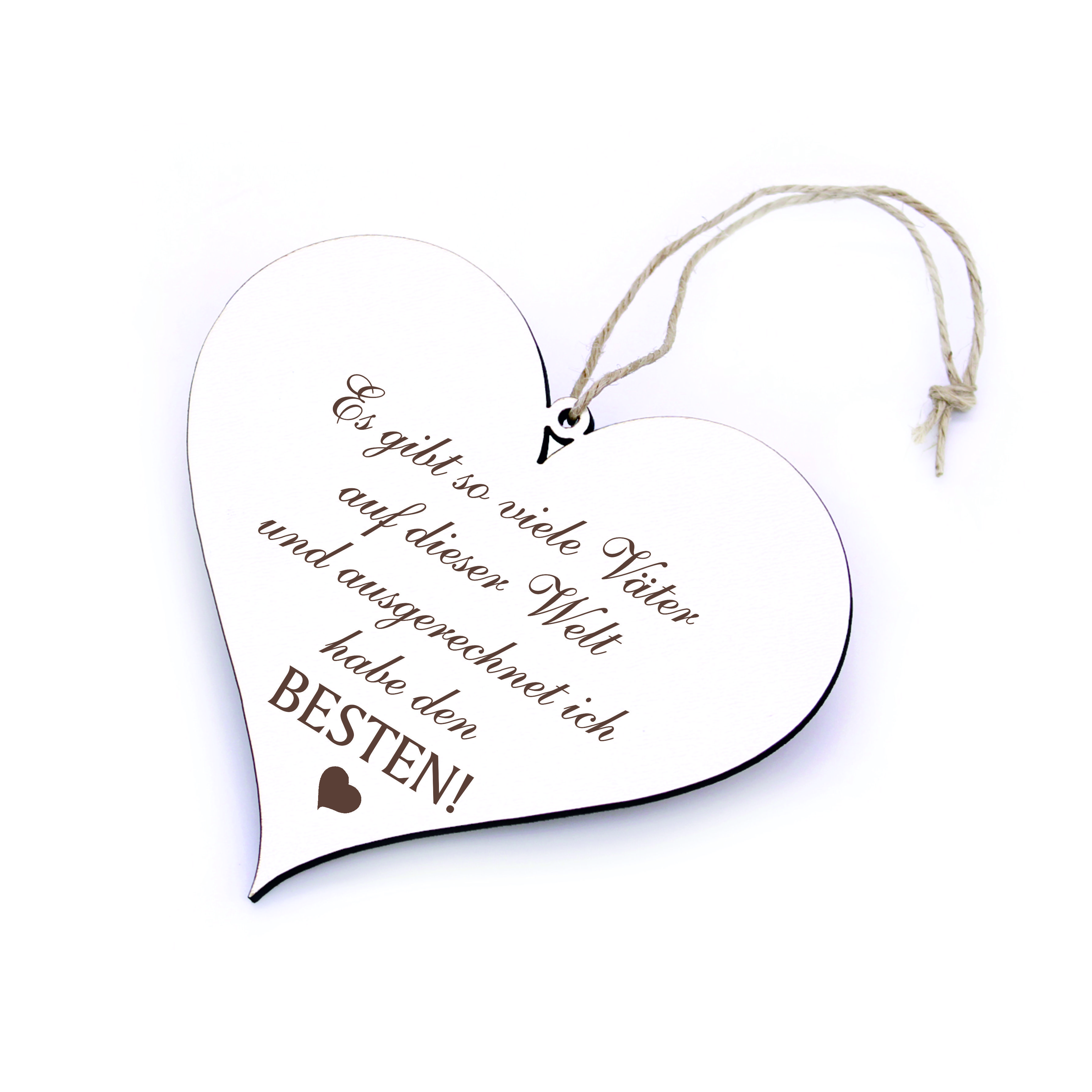 Schild Herz mit Spruch Bester Vater der Welt - 13 x 12 cm
