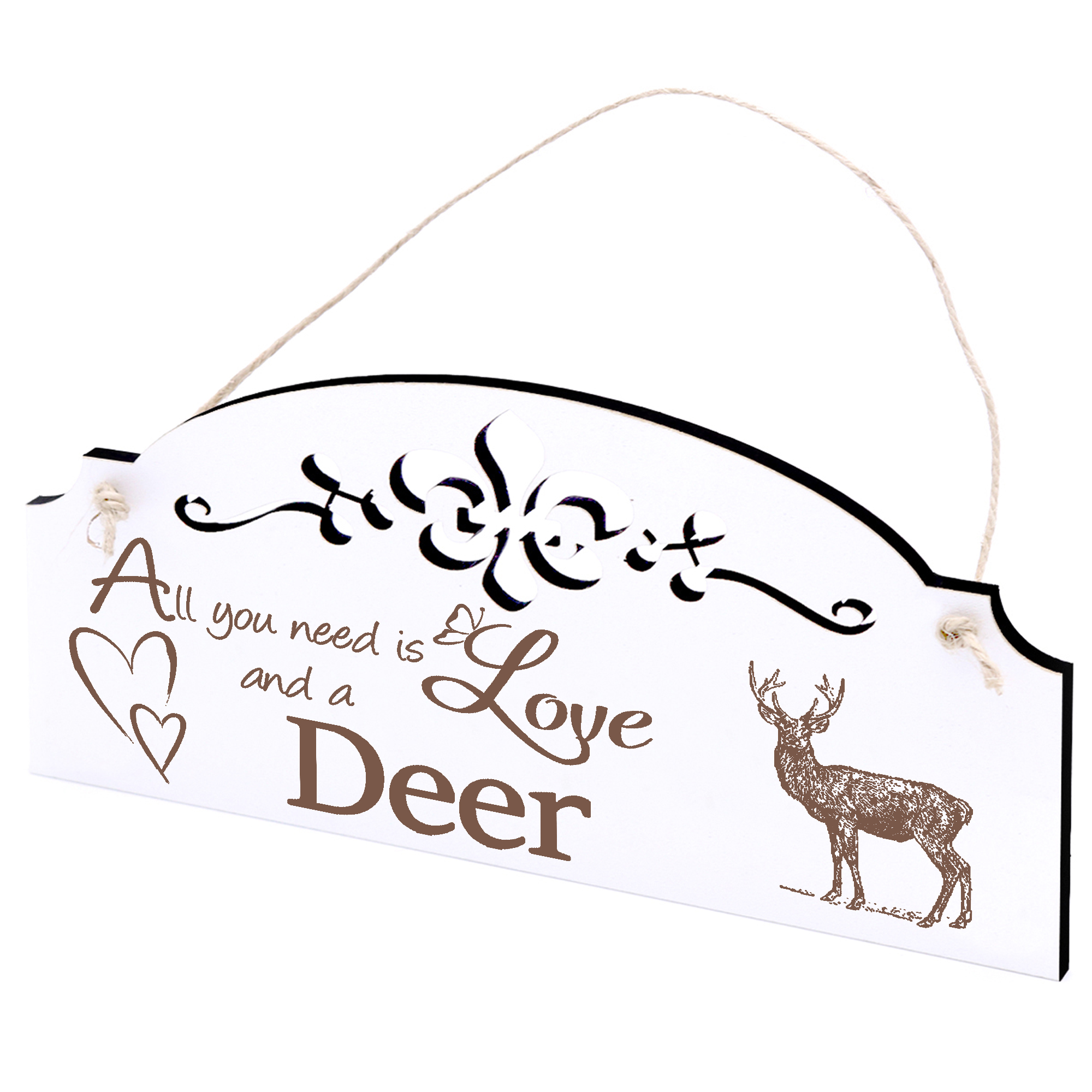 Schild Hirsch Deko 20x10cm - All you need is Love and a Deer - Holz