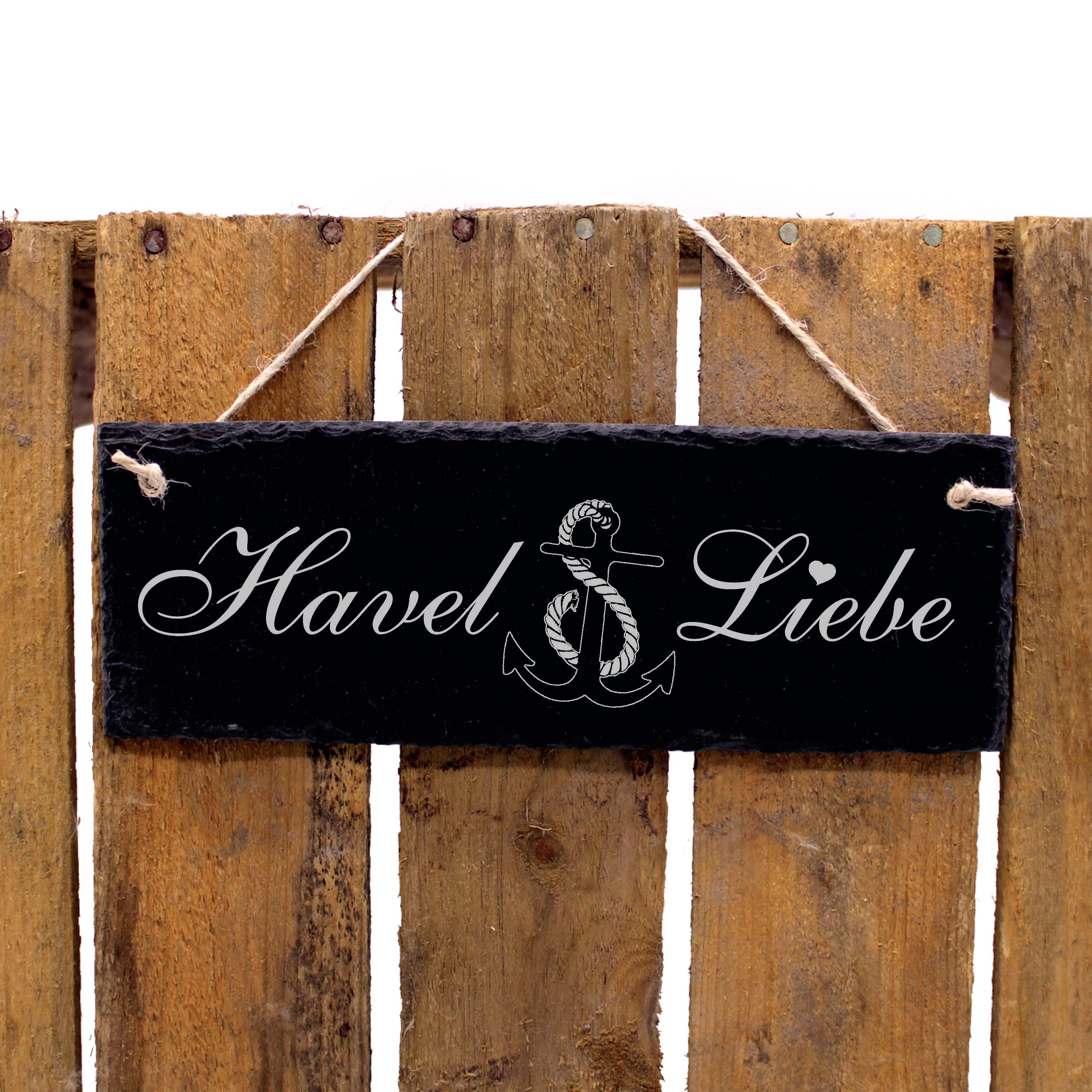 Schiefertafel Havel Liebe - Anker - Deko Schild 22 x 8 cm