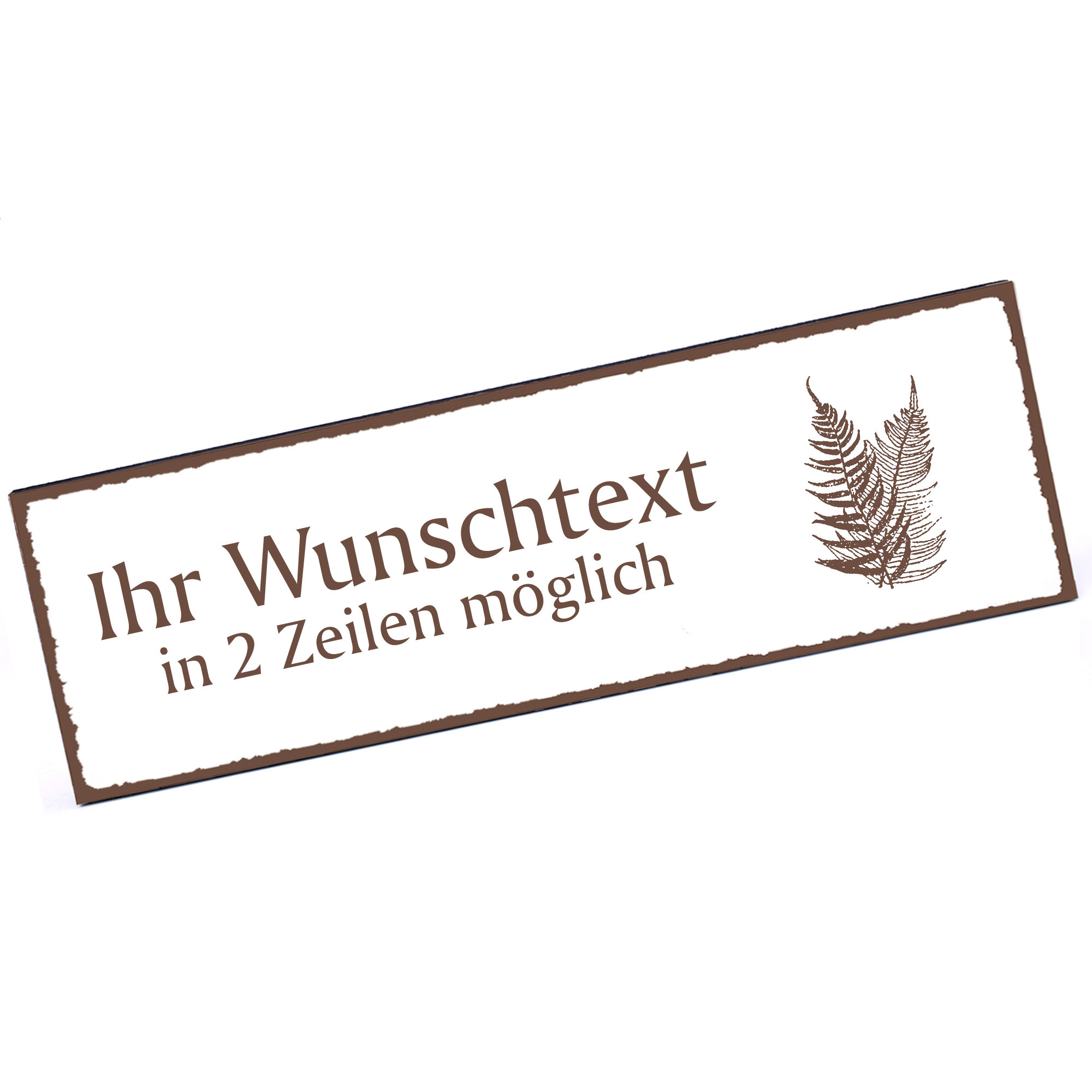 Türschild Farn  Namensschild personalisiert mit Gravur - 150mm x 50mm - selbstklebend