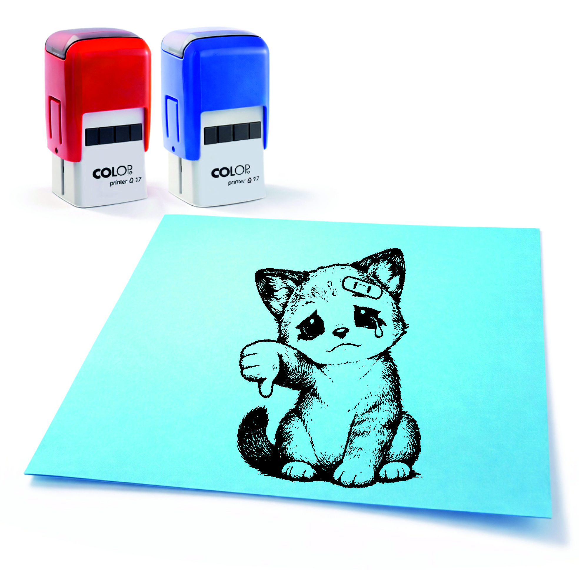  Lehrer Automatikstempel Katze Motivationsstempel Schüler – Tiermotive Daumen runter – Abdruck 16 x 16 mm