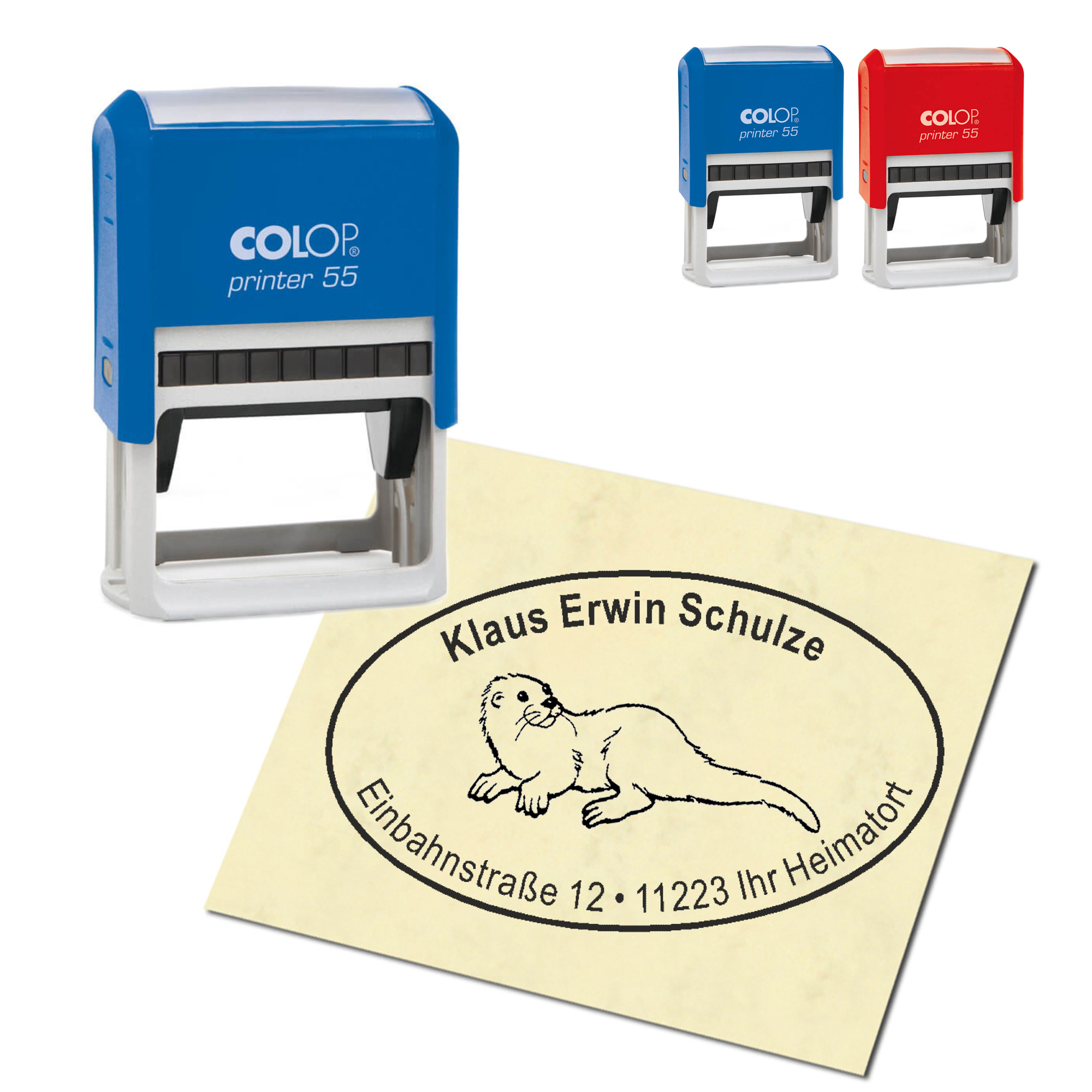 Adressstempel personalisiert Stempel - Otter - oval 59 x 39 mm