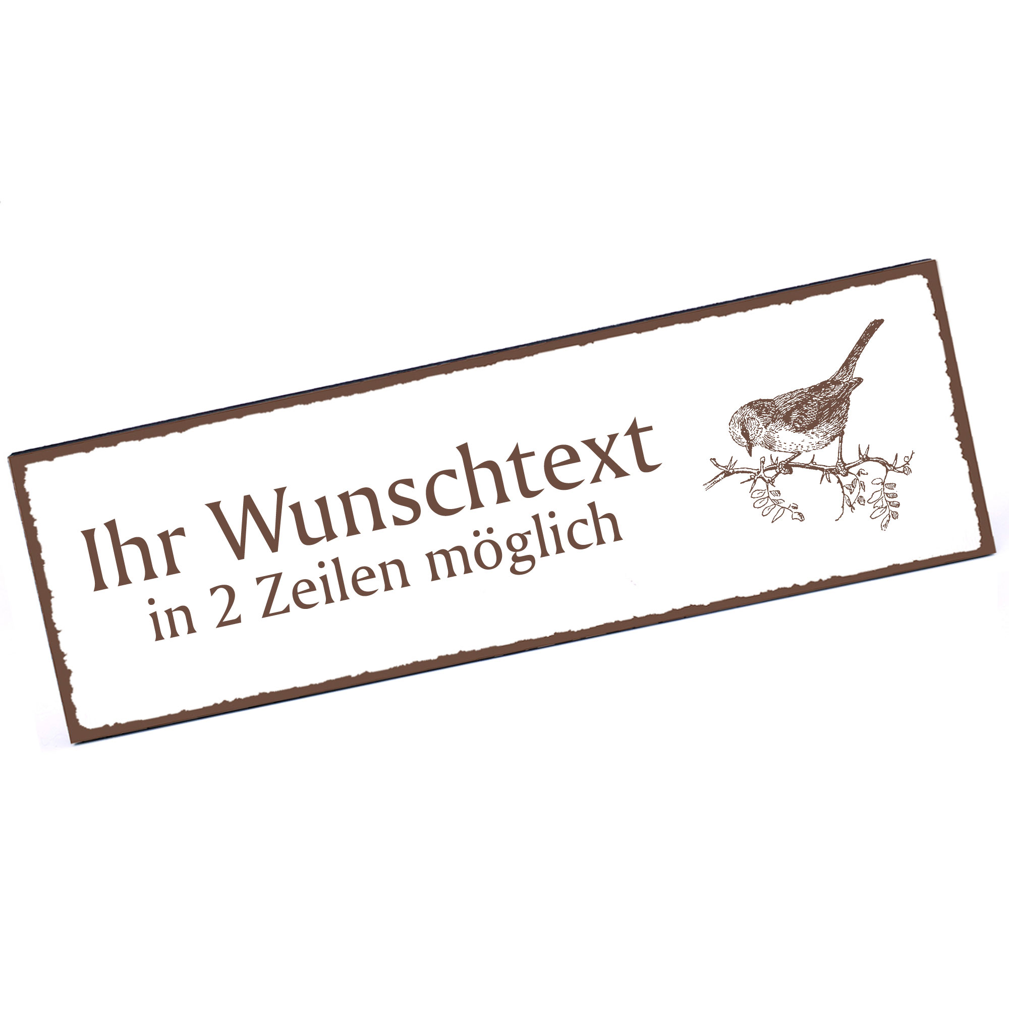 Türschild Spatz  Namensschild personalisiert mit Gravur - 150mm x 50mm - selbstklebend
