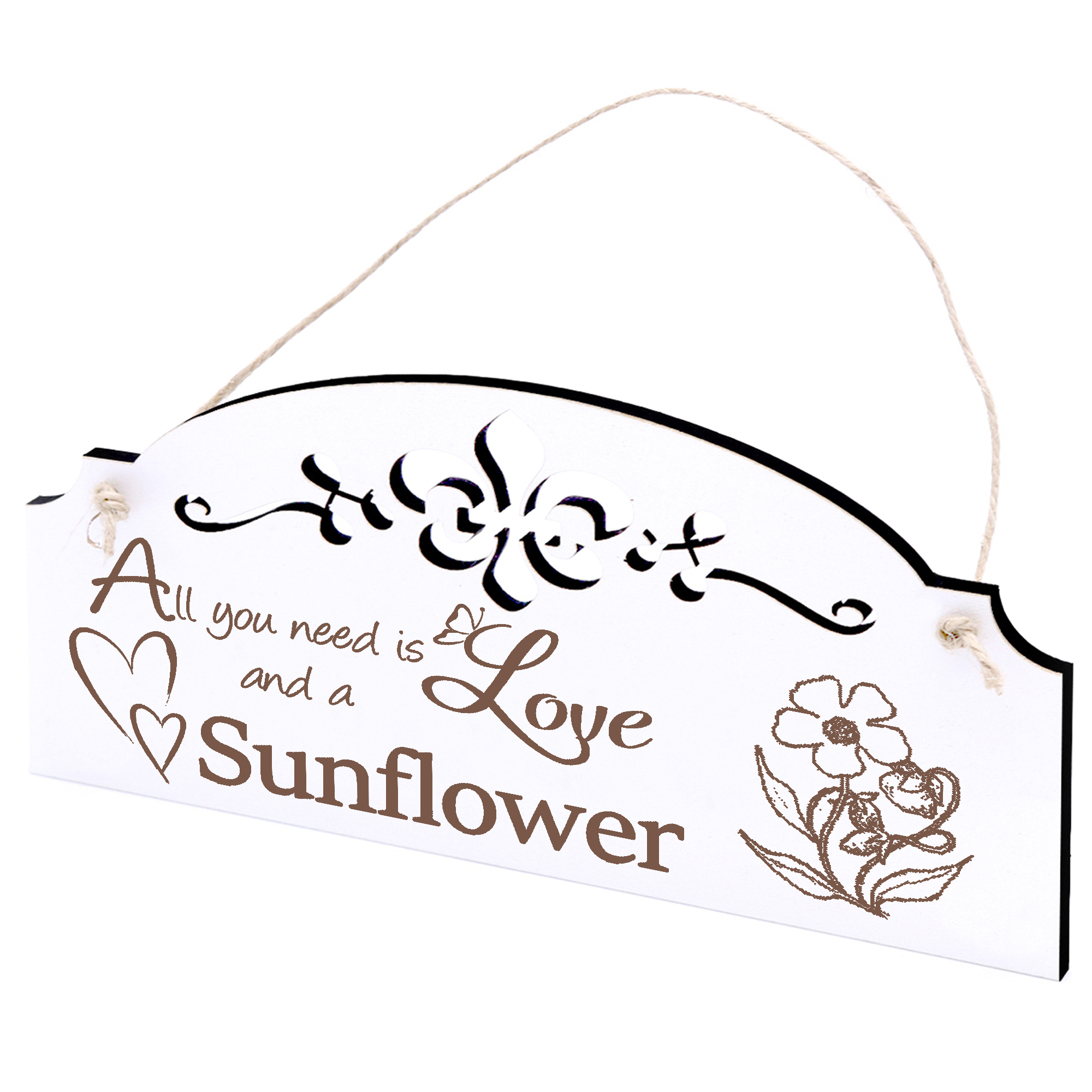 Schild Sonnenröschen Deko 20x10cm - All you need is Love and a Sunflower - Holz