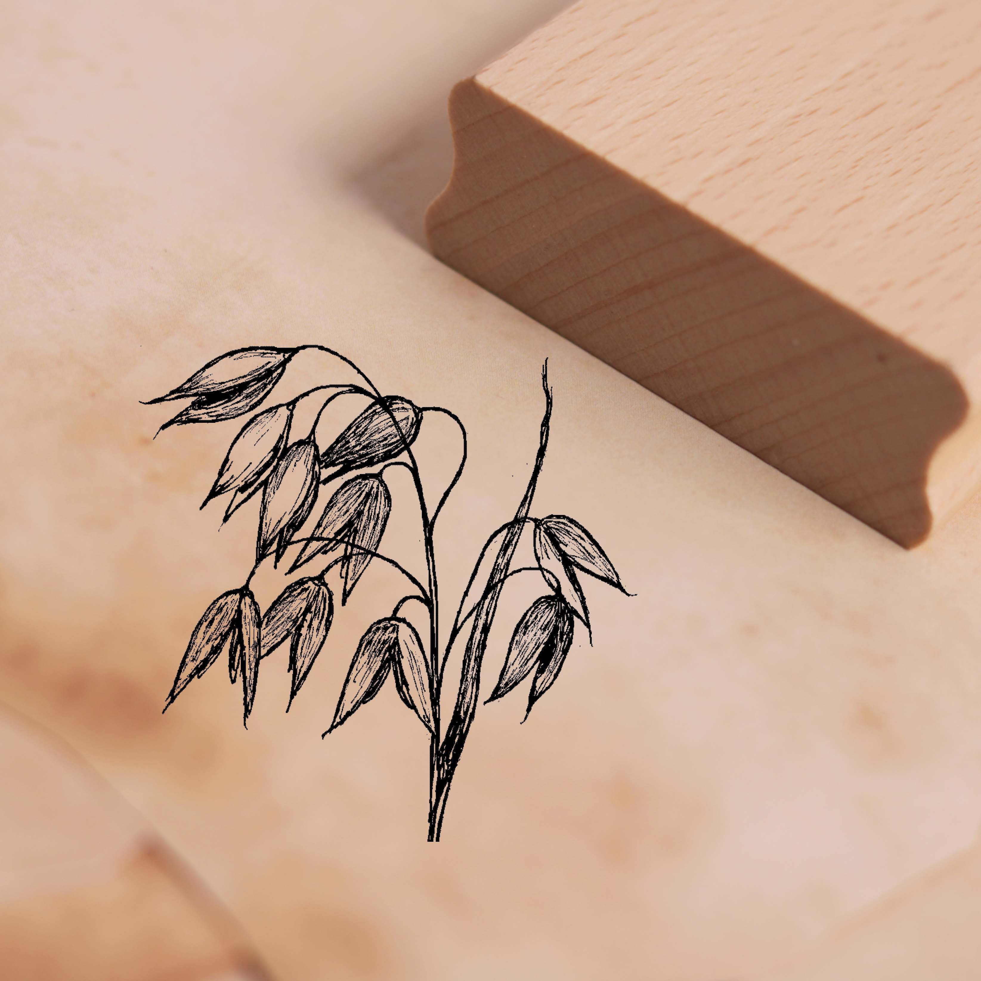 Motivstempel Hafer Ähre - Stempel Getreide Holzstempel 48 x 48 mm