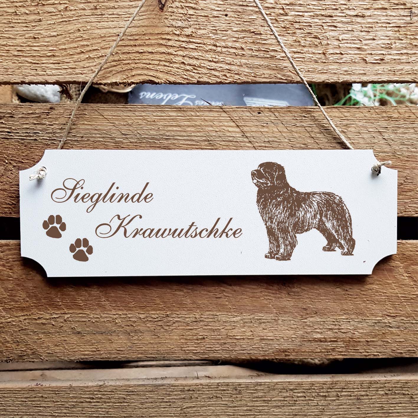 Schild « Neufundländer » Namensschild Türschild zum Anhängen - 20 x 6,7 cm