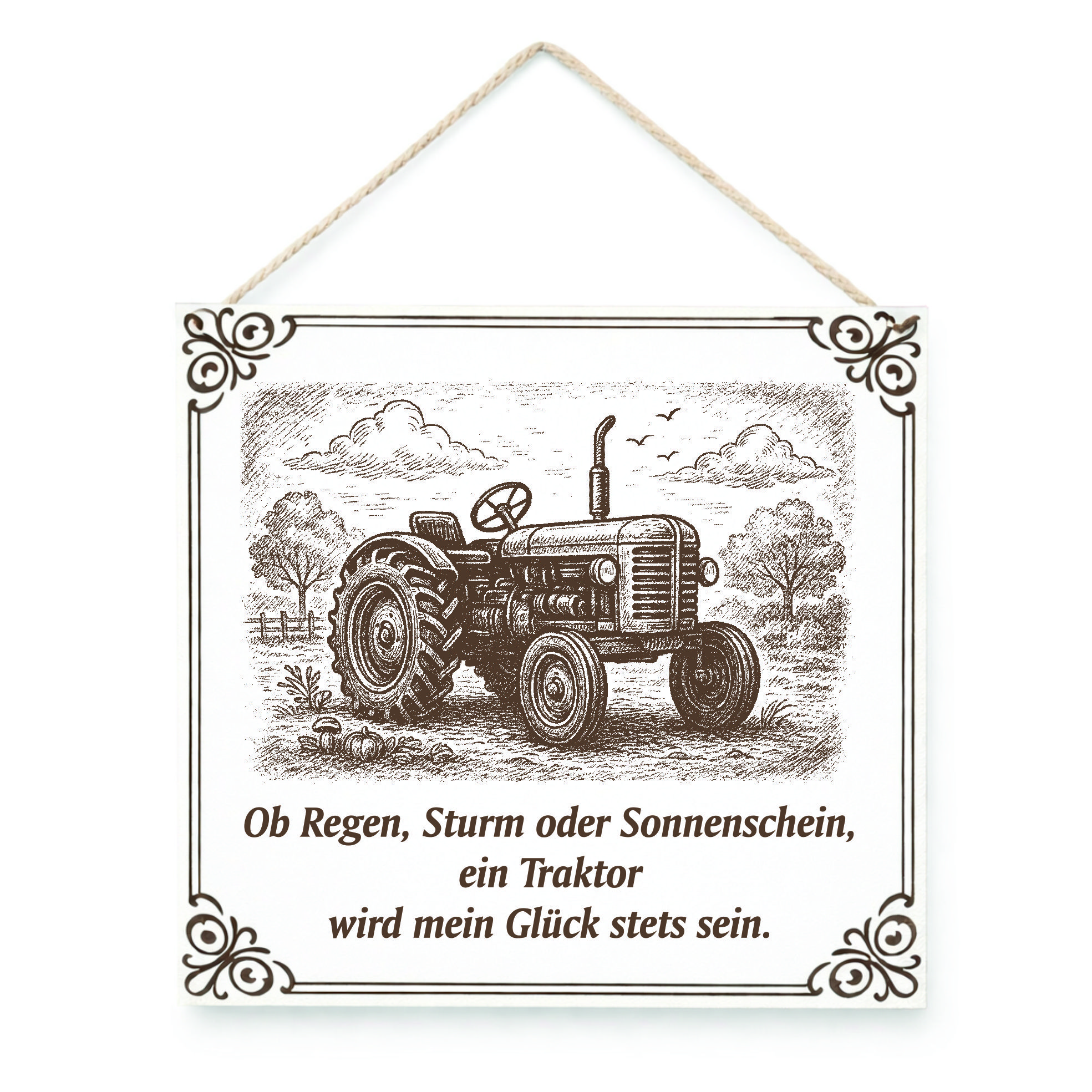 Traktor Vintage Holzschild 15x15 cm – Landwirtschaft Deko mit Spruch