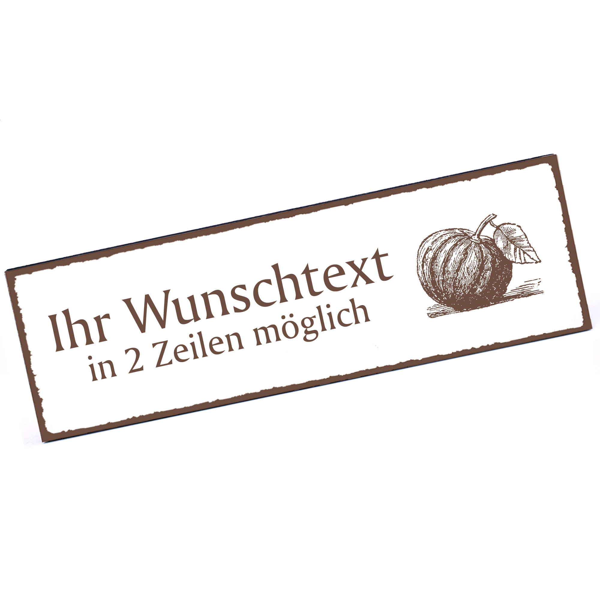 Türschild Kürbis  Namensschild personalisiert mit Gravur - 150mm x 50mm - selbstklebend