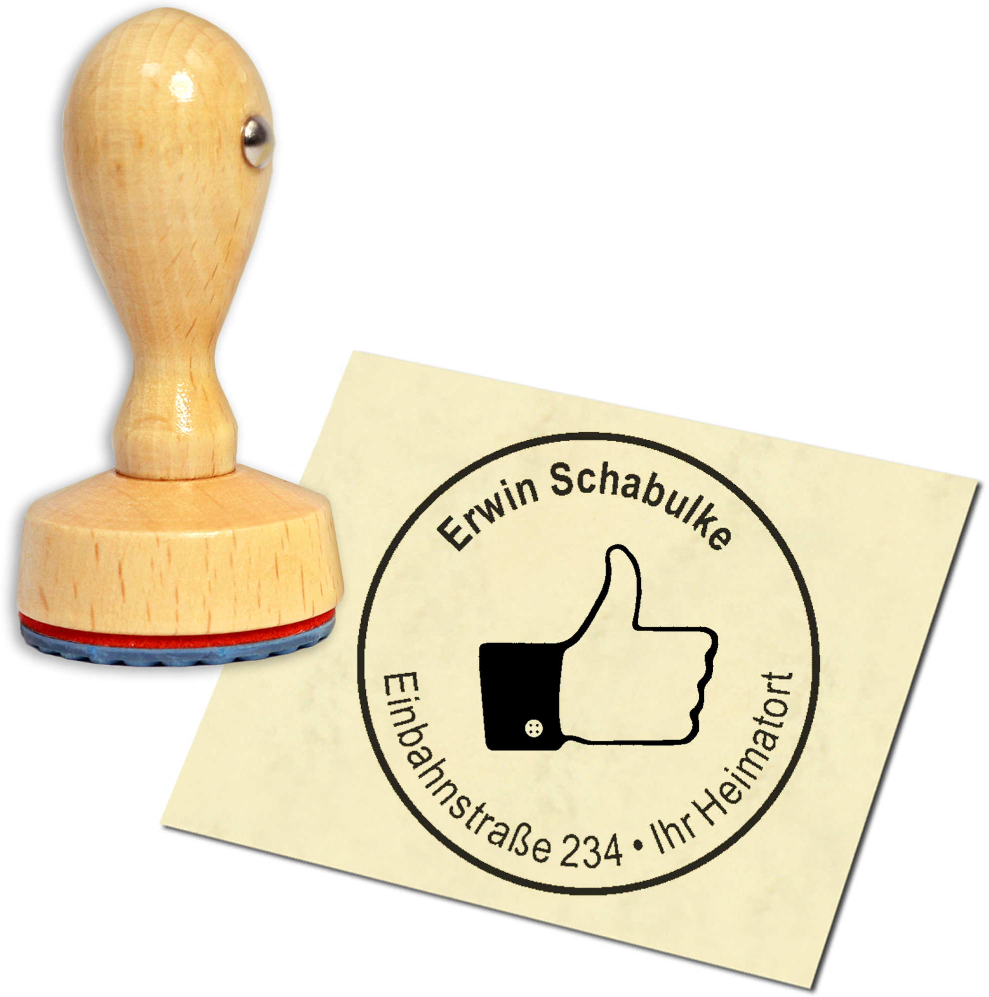 Stempel Adressstempel Holzstempel - Like - rund 40mm
