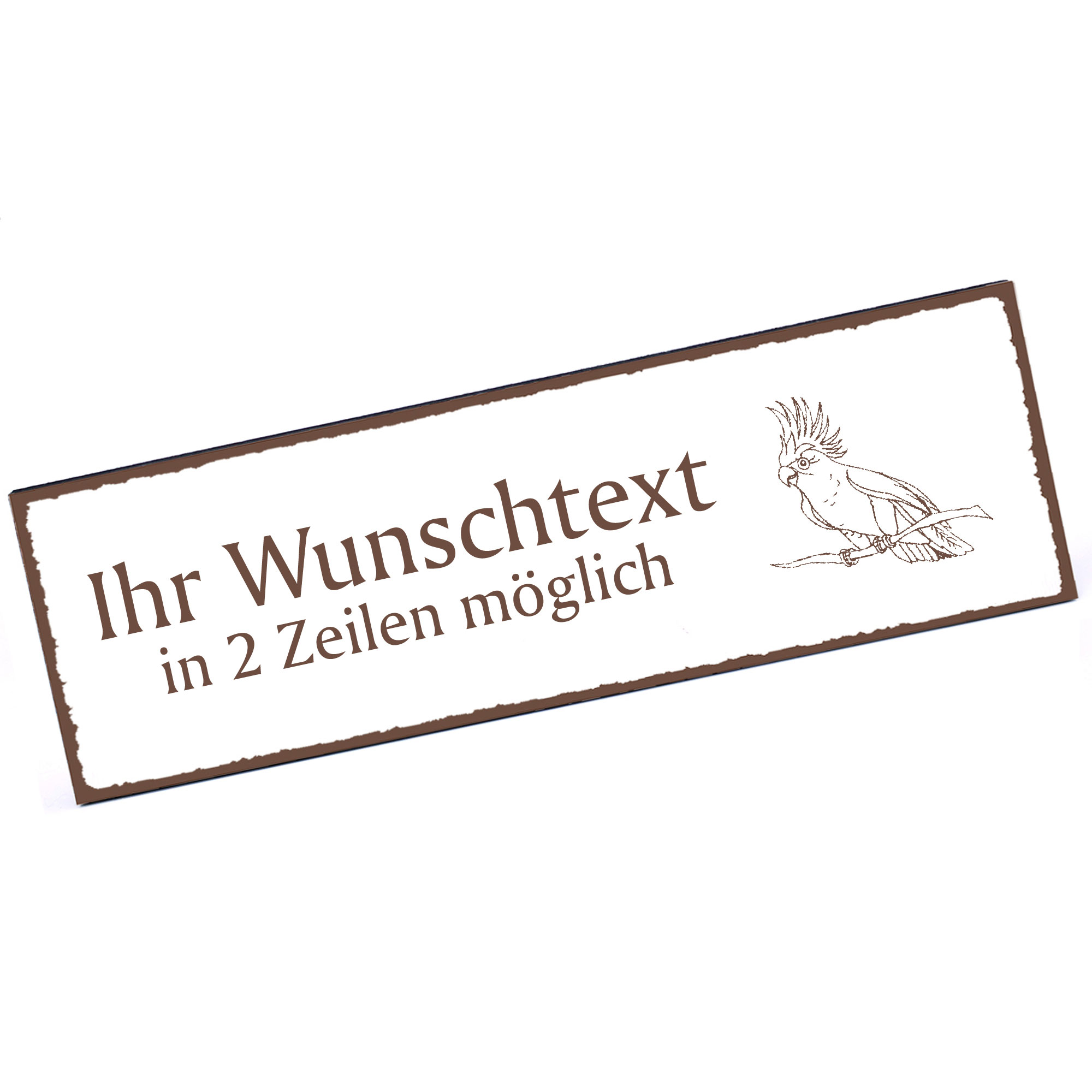Türschild Papagei  Namensschild personalisiert mit Gravur - 150mm x 50mm - selbstklebend