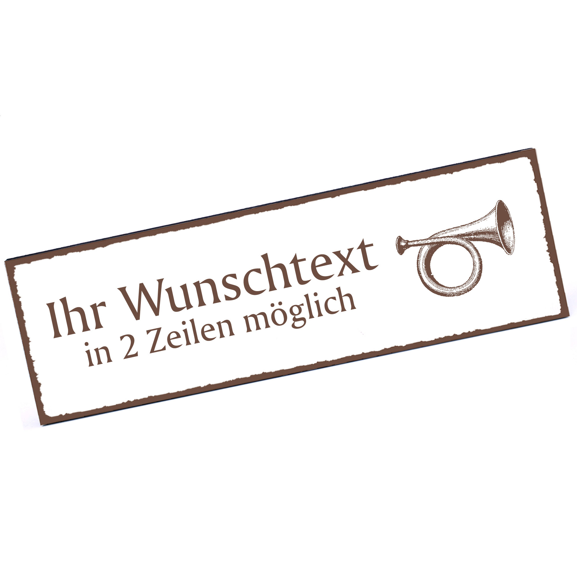 Türschild Waldhorn  Namensschild personalisiert mit Gravur - 150mm x 50mm - selbstklebend