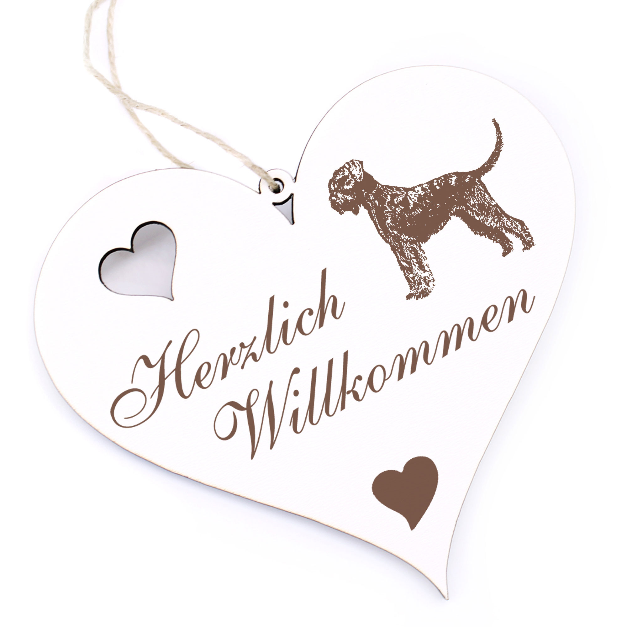 Herzlich Willkommen Schild - Riesenschnauzer - Deko Herz Holz
