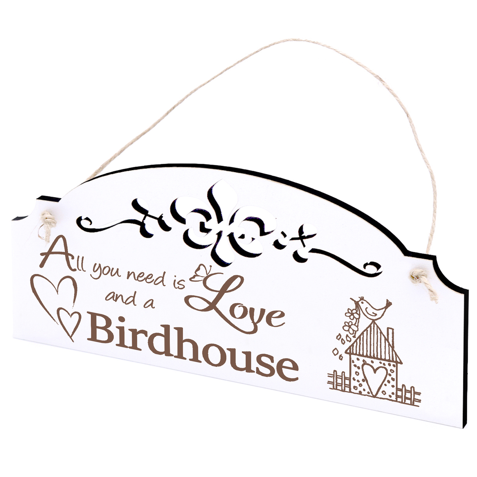 Schild Vogelhaus Deko 20x10cm - All you need is Love and a Birdhouse - Holz