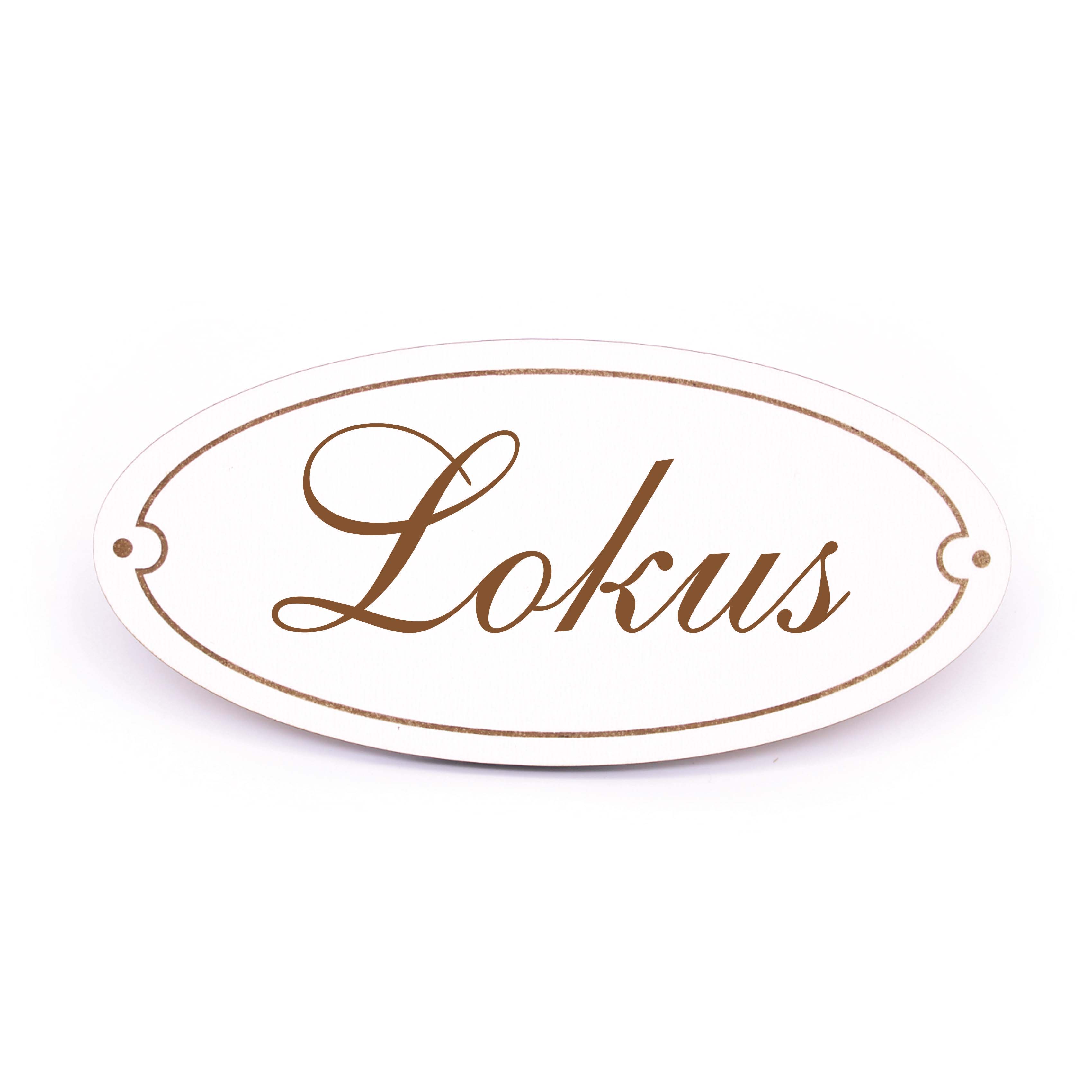 Ovales Türschild Lokus - selbstklebend - 15 x 7 cm