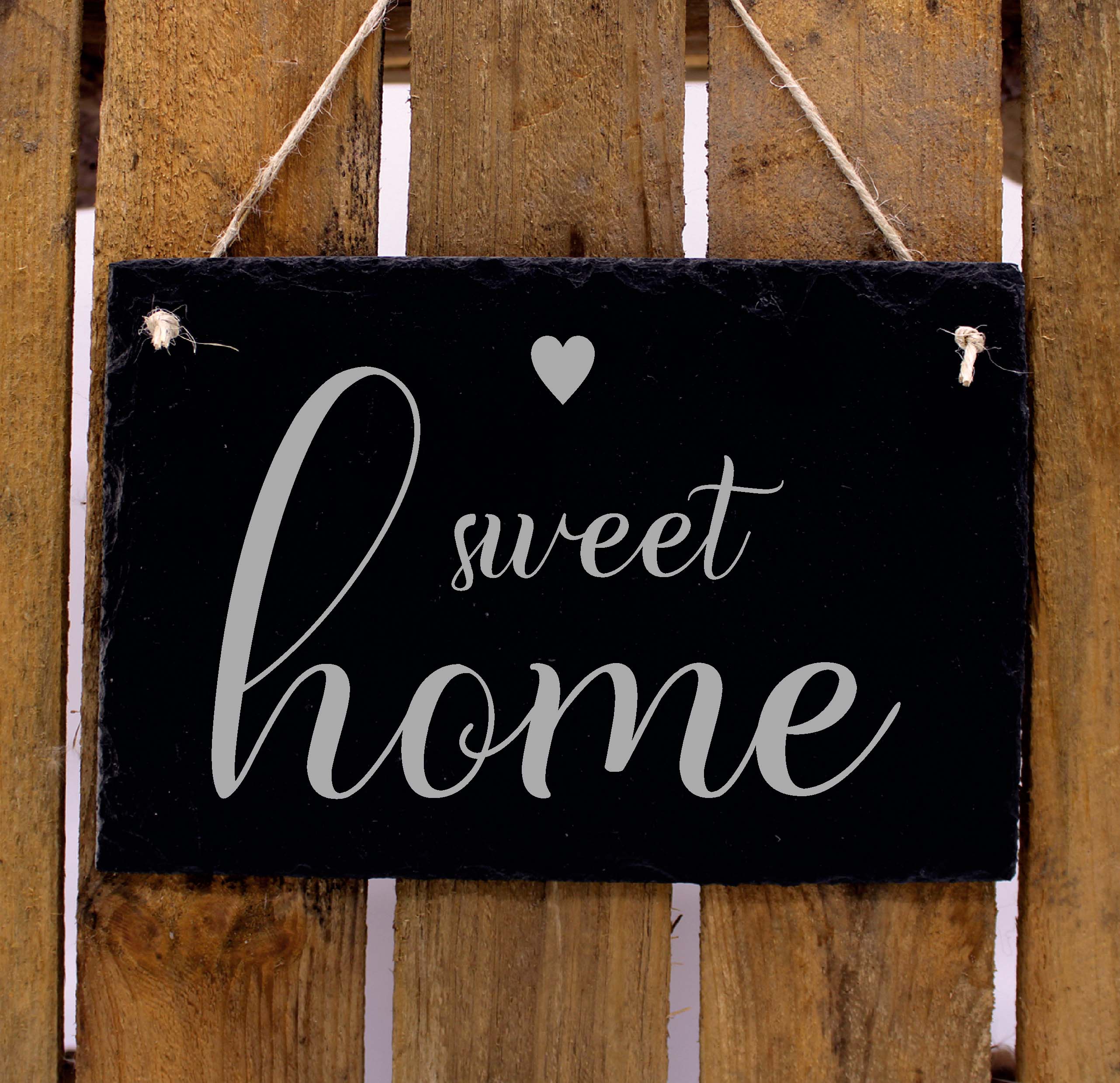 Türschild Sweet HOME Schild aus Schiefer graviert Tür & Wand Dekoration zum Anhängen 22 x 16 cm