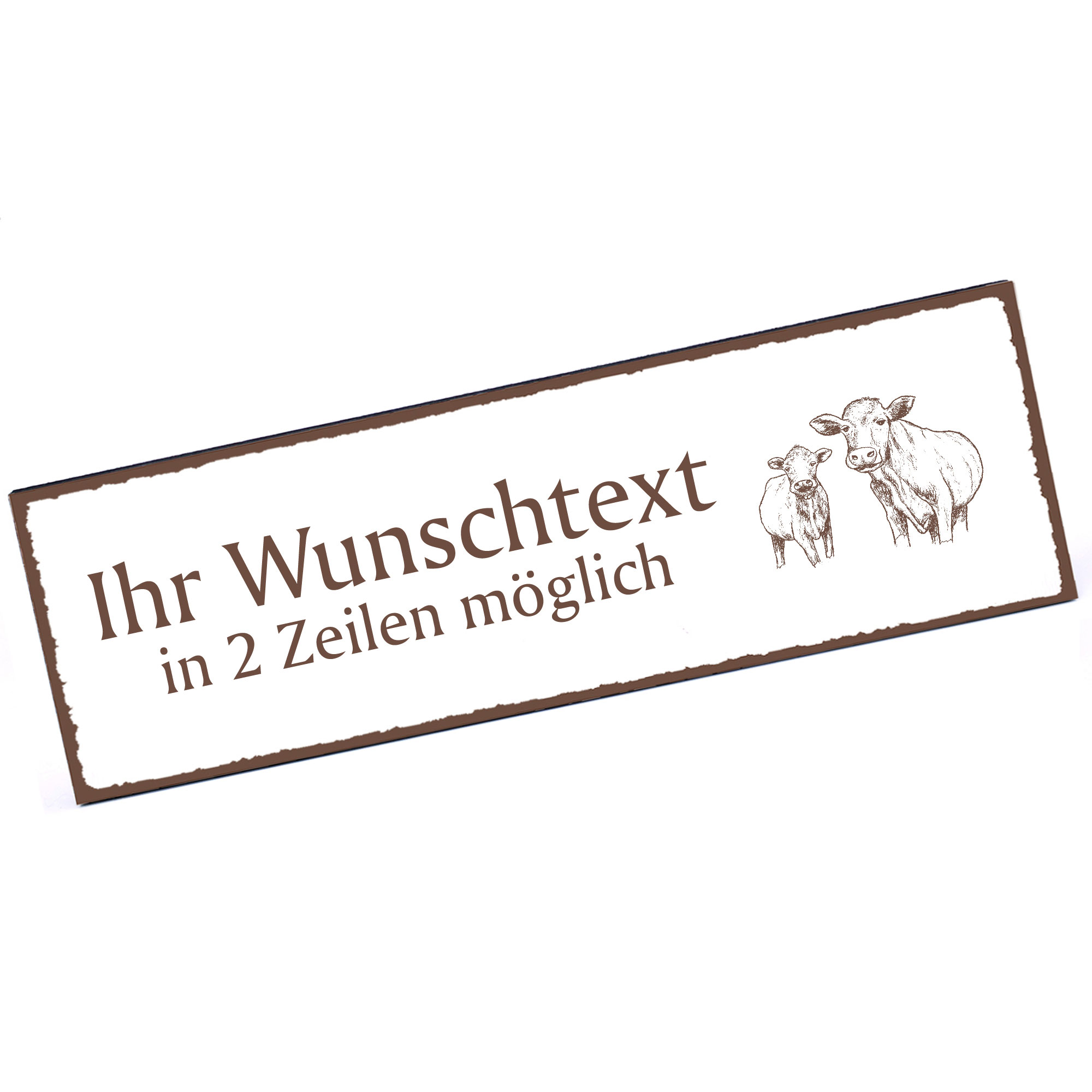 Türschild Kühe  Namensschild personalisiert mit Gravur - 150mm x 50mm - selbstklebend