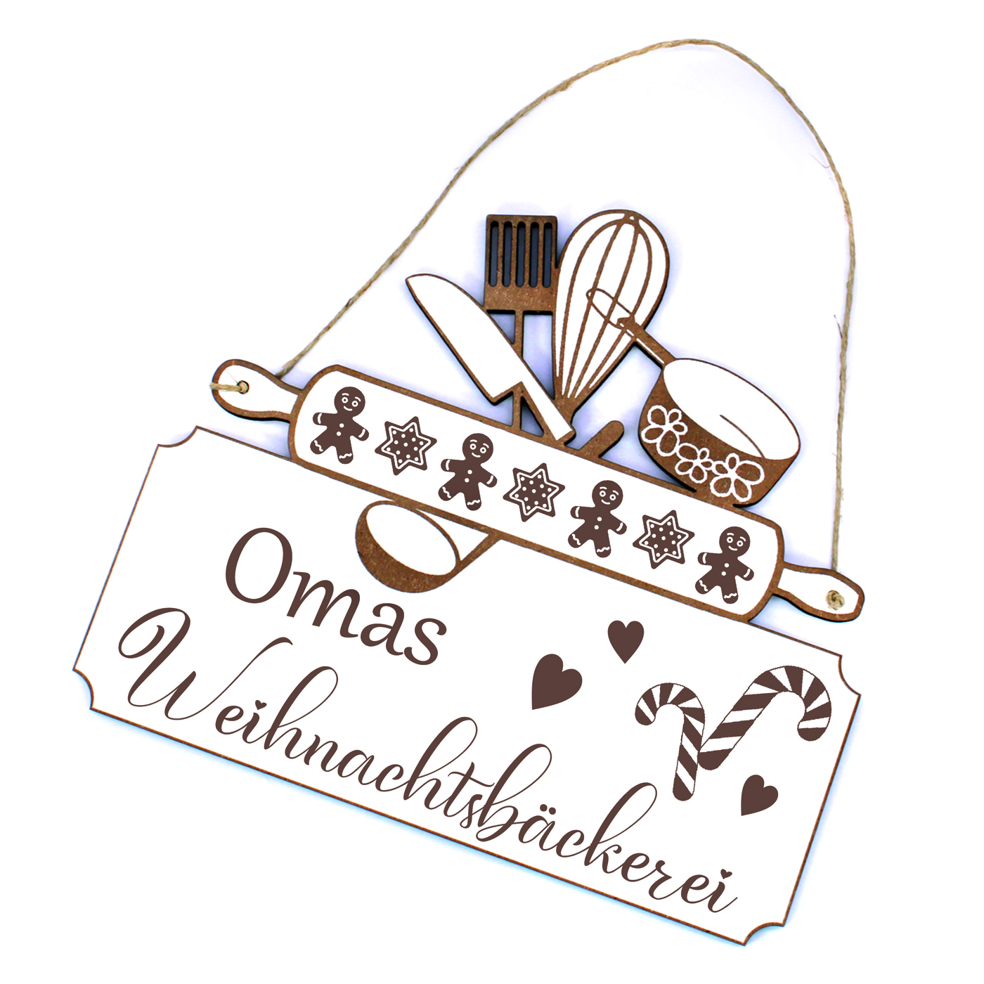 Schild Omas Weihnachtsbäckerei - Küche Türschild Weihnachten Backen Vintage Dekoschild - 20 x 18 cm