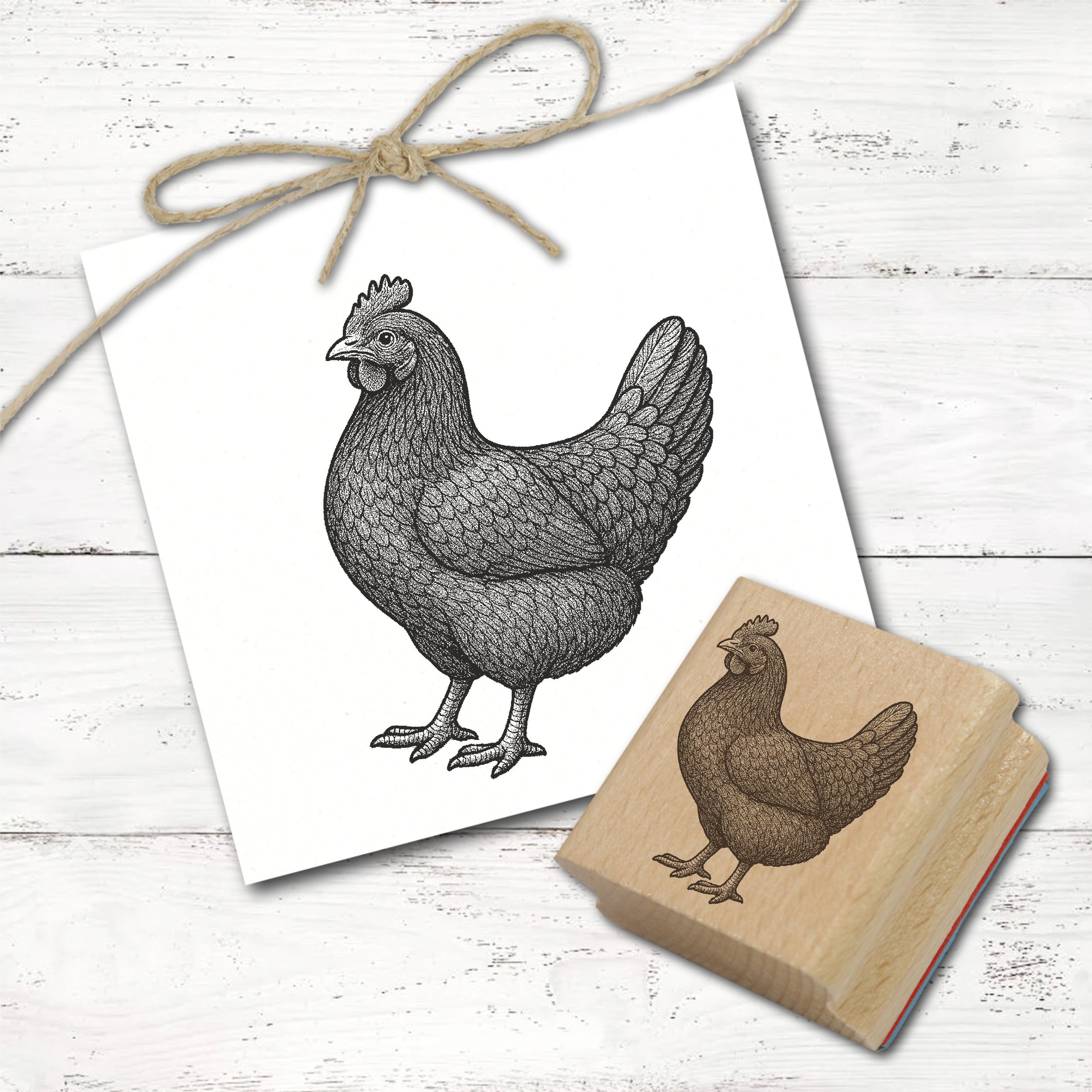 Huhn Motivstempel ISA Brown - 3 Größen wählbar - Hühner Stempel Holzstempel