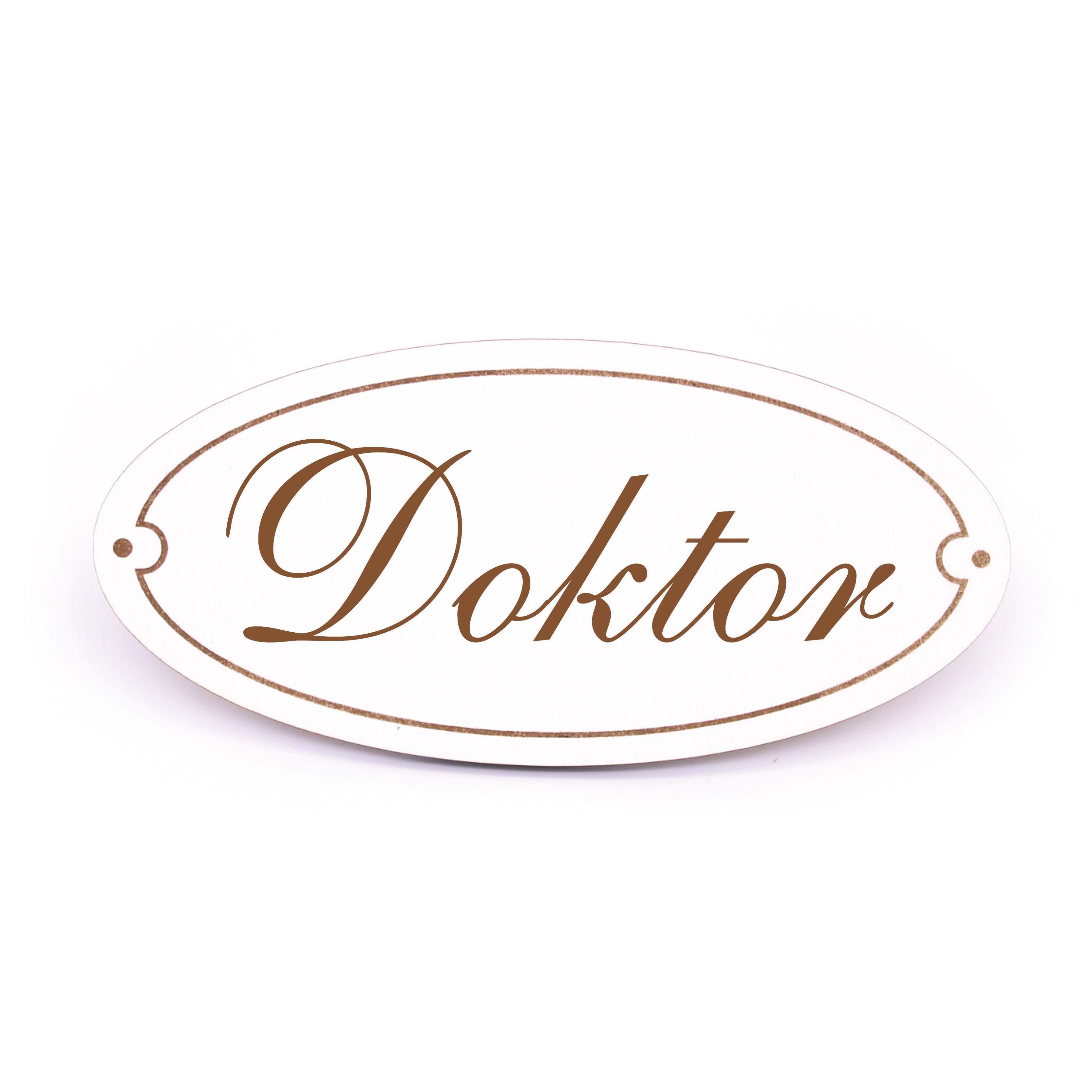 Ovales Türschild Doktor - selbstklebend - 15 x 7 cm