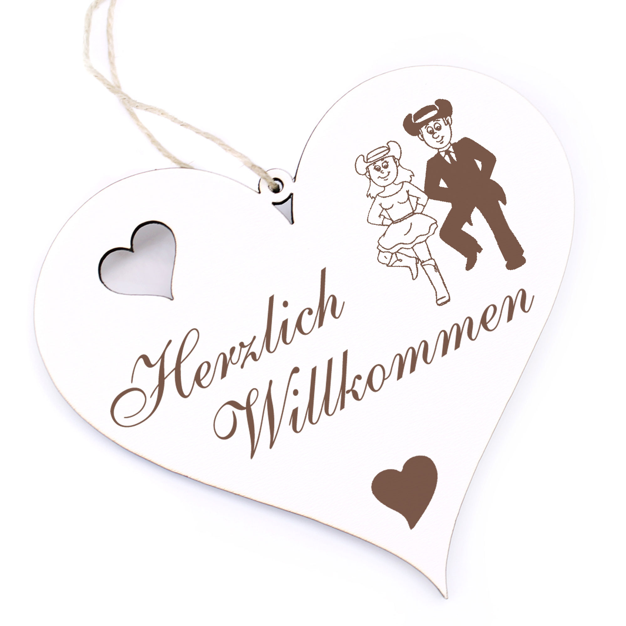 Herzlich Willkommen Schild - Linedance - Deko Herz Holz