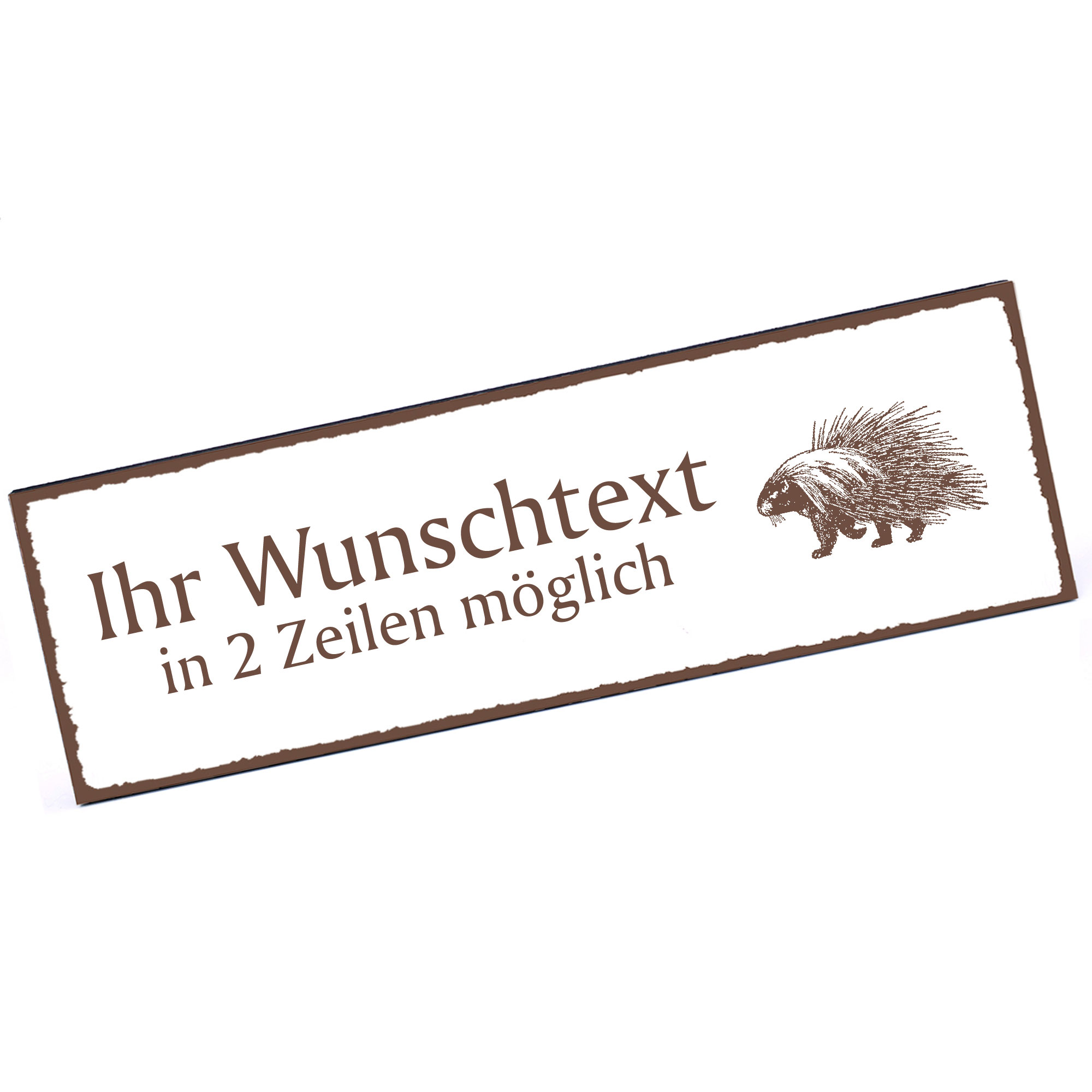 Türschild Stachelschwein  Namensschild personalisiert mit Gravur - 150mm x 50mm - selbstklebend
