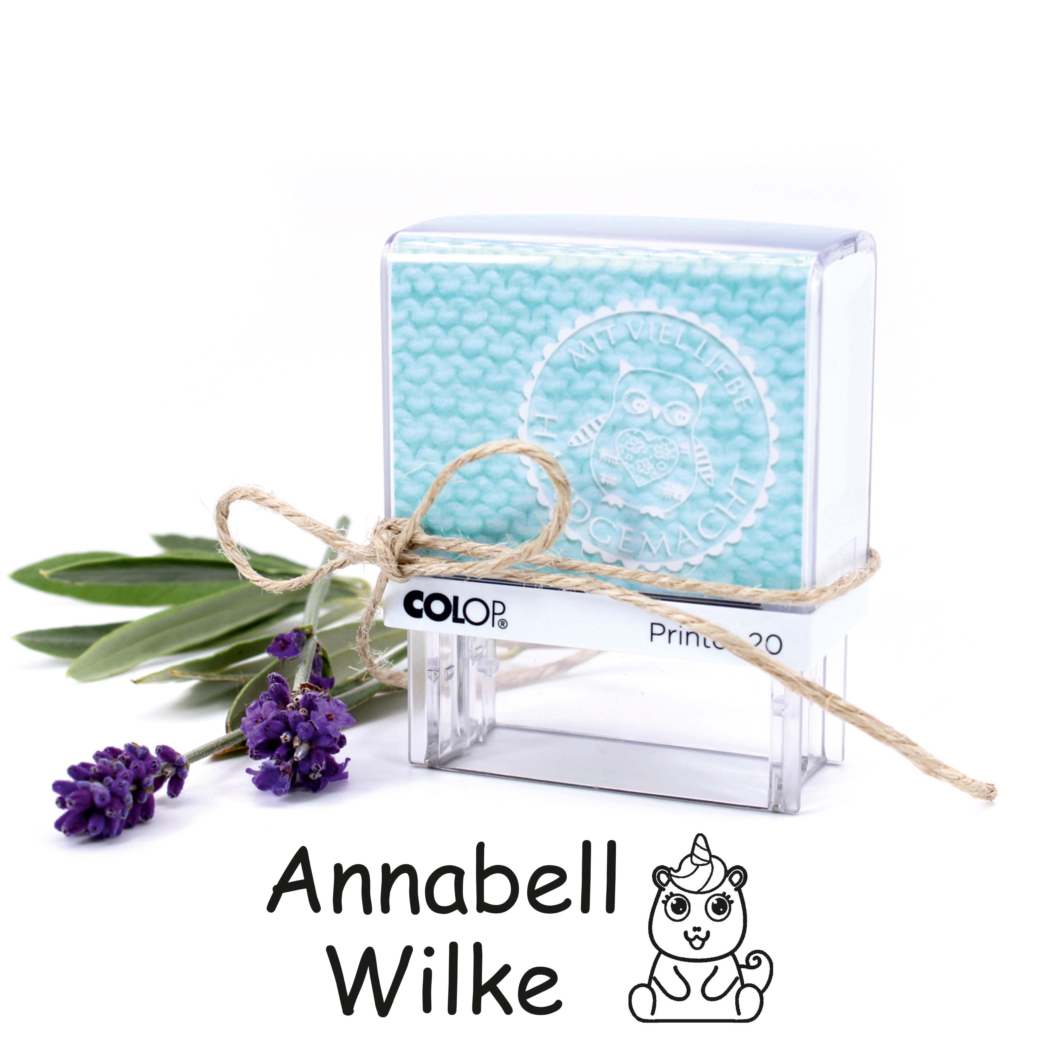 Textilstempel Einhorn - personalisierter Automatikstempel mit Namen - für Textilien Kleidung 38x14mm