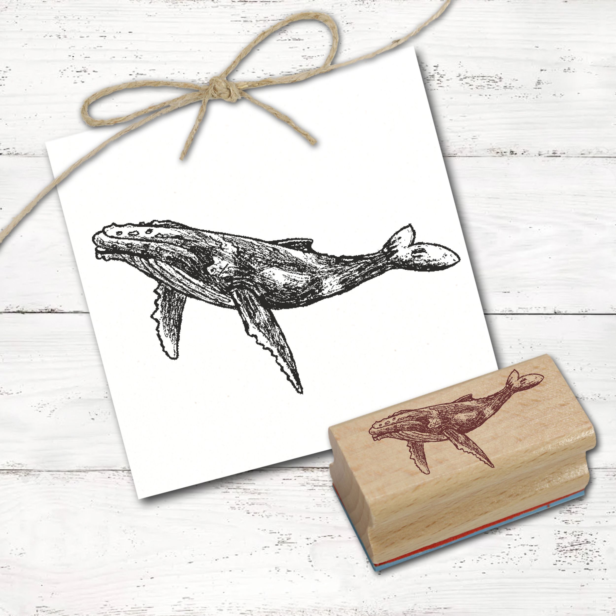 Motivstempel Bartenwal - Stempel Holzstempel 58 mm x 28 mm