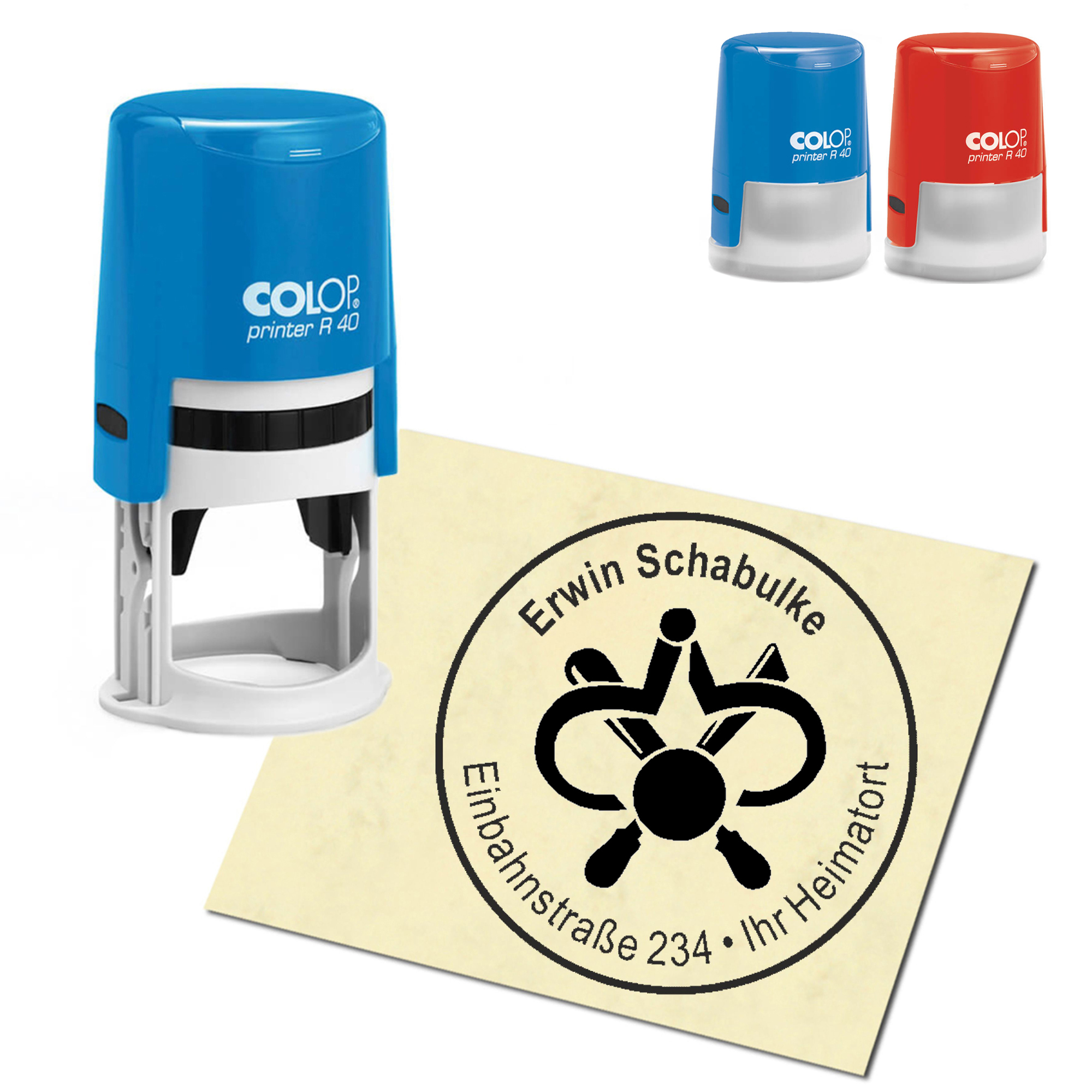 Stempel Adressstempel personalisiert - Drechsler - rund &empty; 40mm