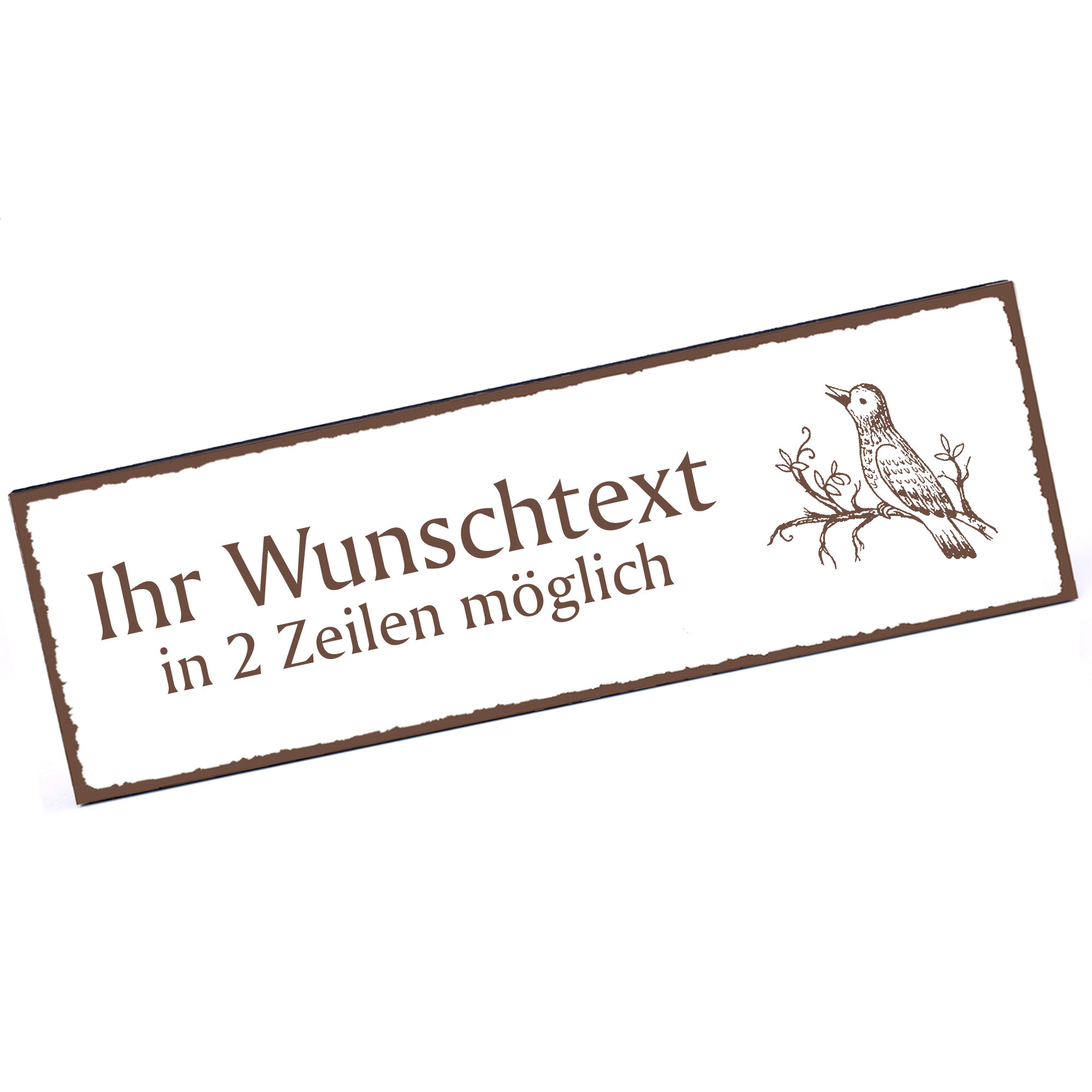 Türschild singender Vogel  Namensschild personalisiert mit Gravur - 150mm x 50mm - selbstklebend