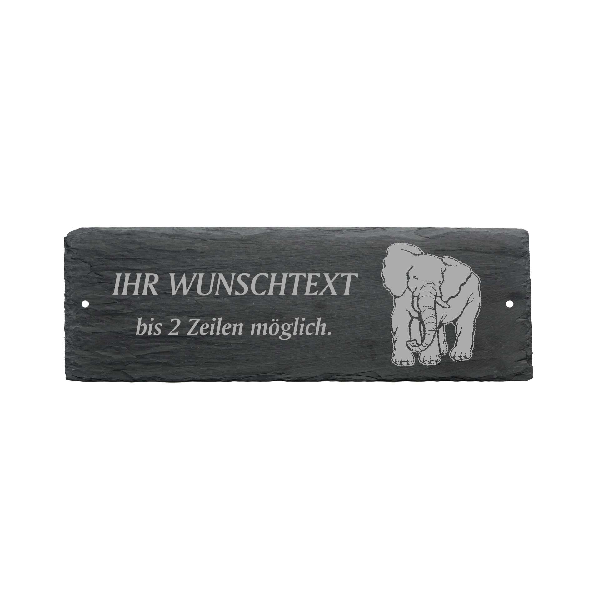 Türschild « ELEFANT » ca. 22 x 8 cm - aus Schiefer