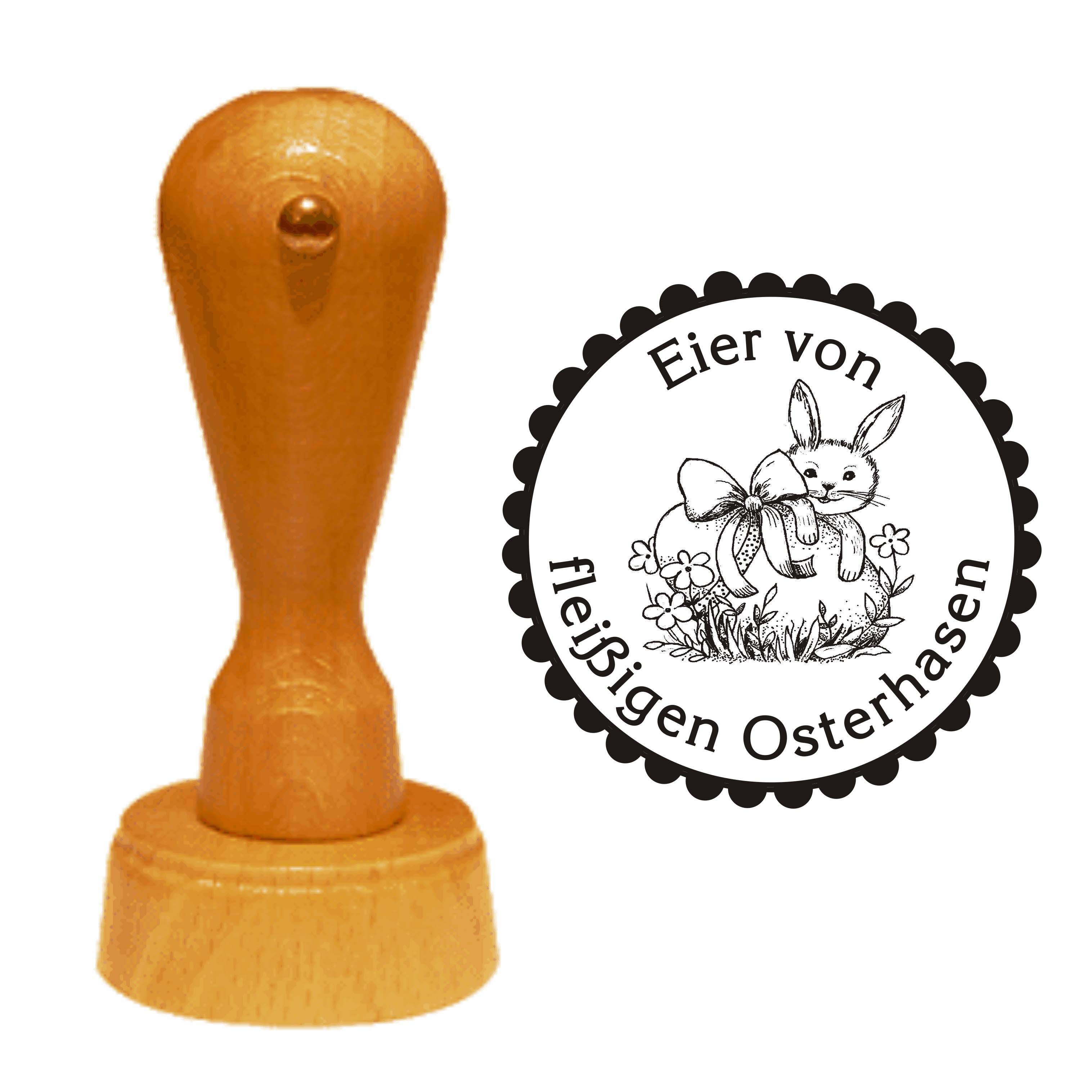 Stempel « EIER VON FLEIßIGEN OSTERHASEN 02 » Ø 40 mm - Osterhase Osterei Blumen