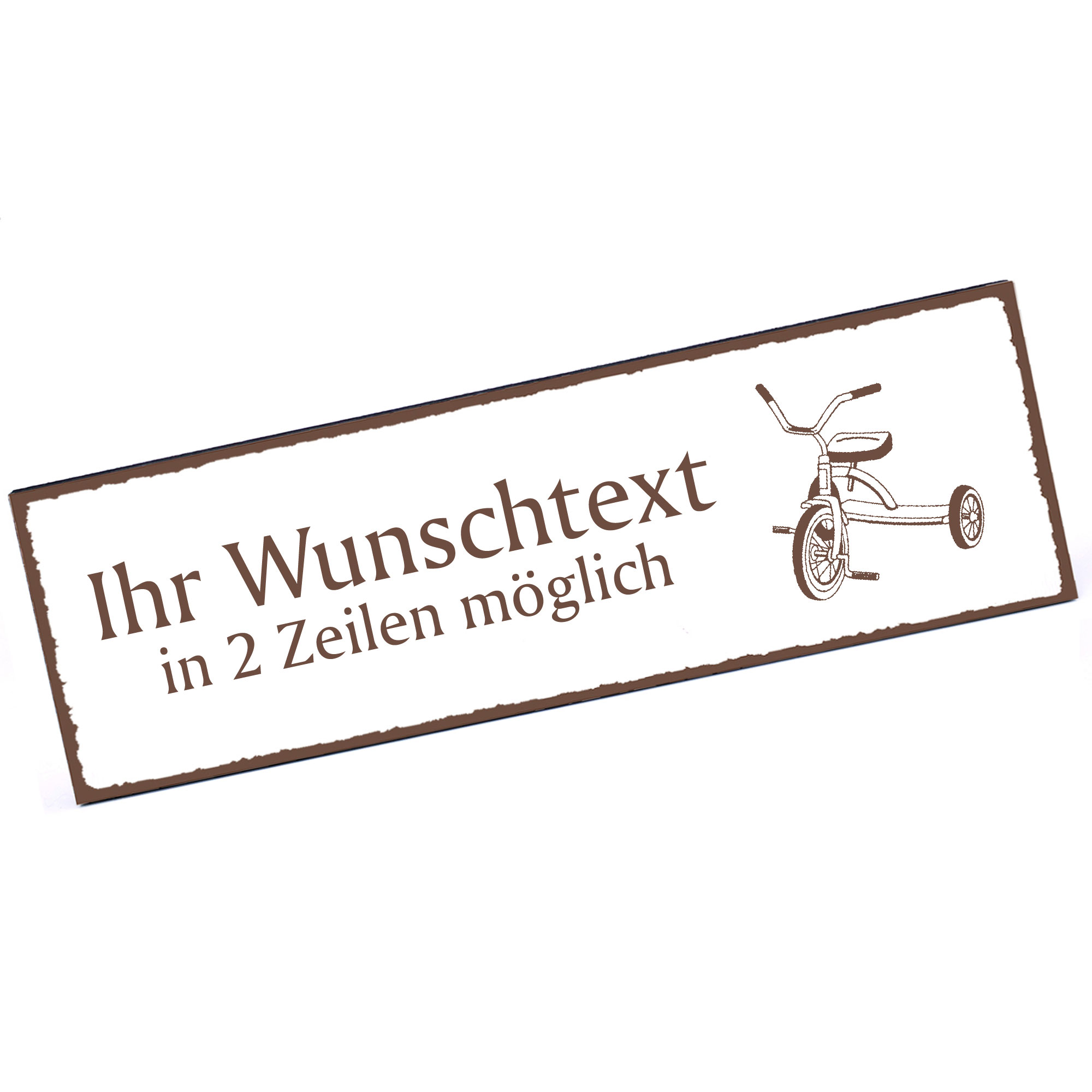 Türschild Dreirad  Namensschild personalisiert mit Gravur - 150mm x 50mm - selbstklebend