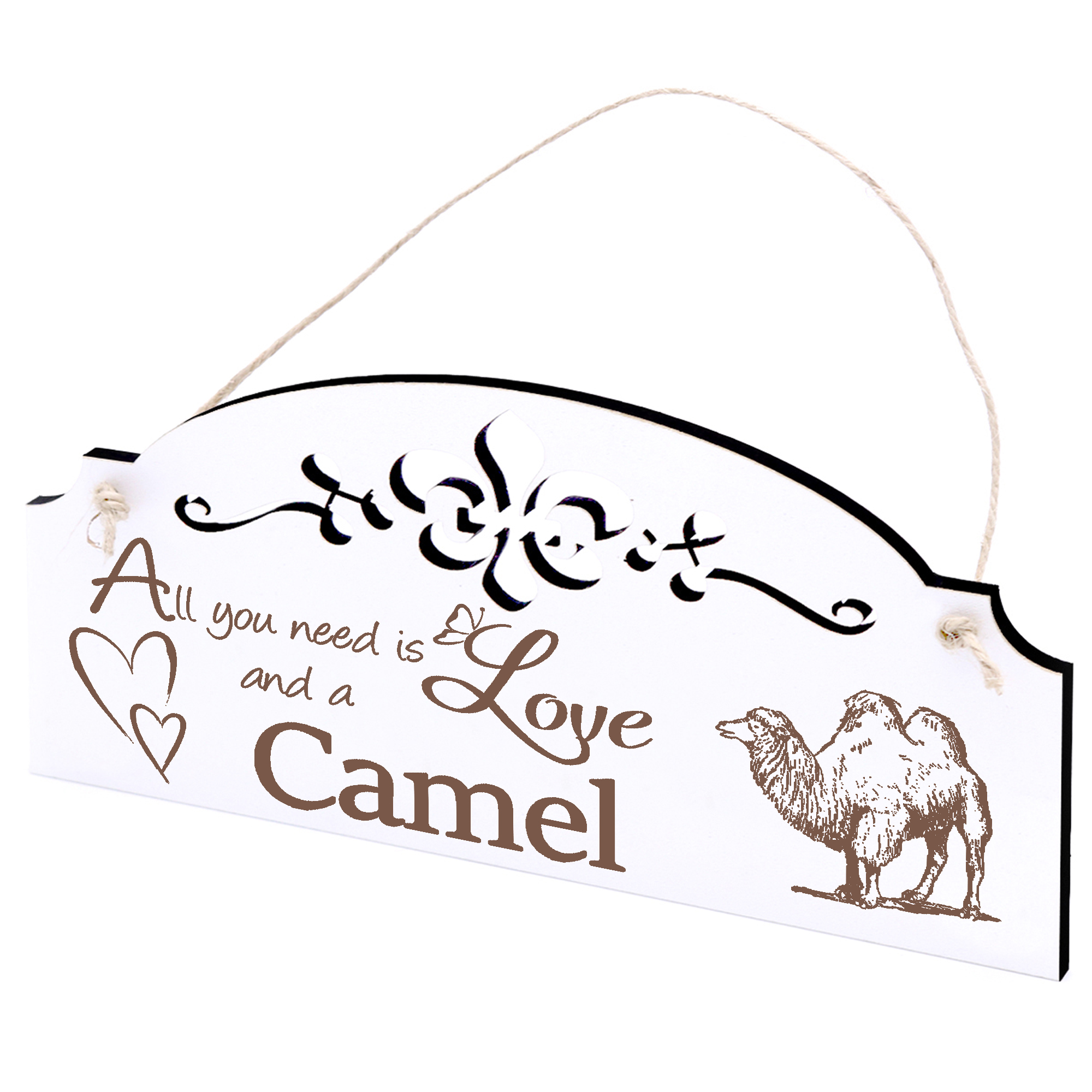 Schild Kamel Deko 20x10cm - All you need is Love and a Camel - Holz