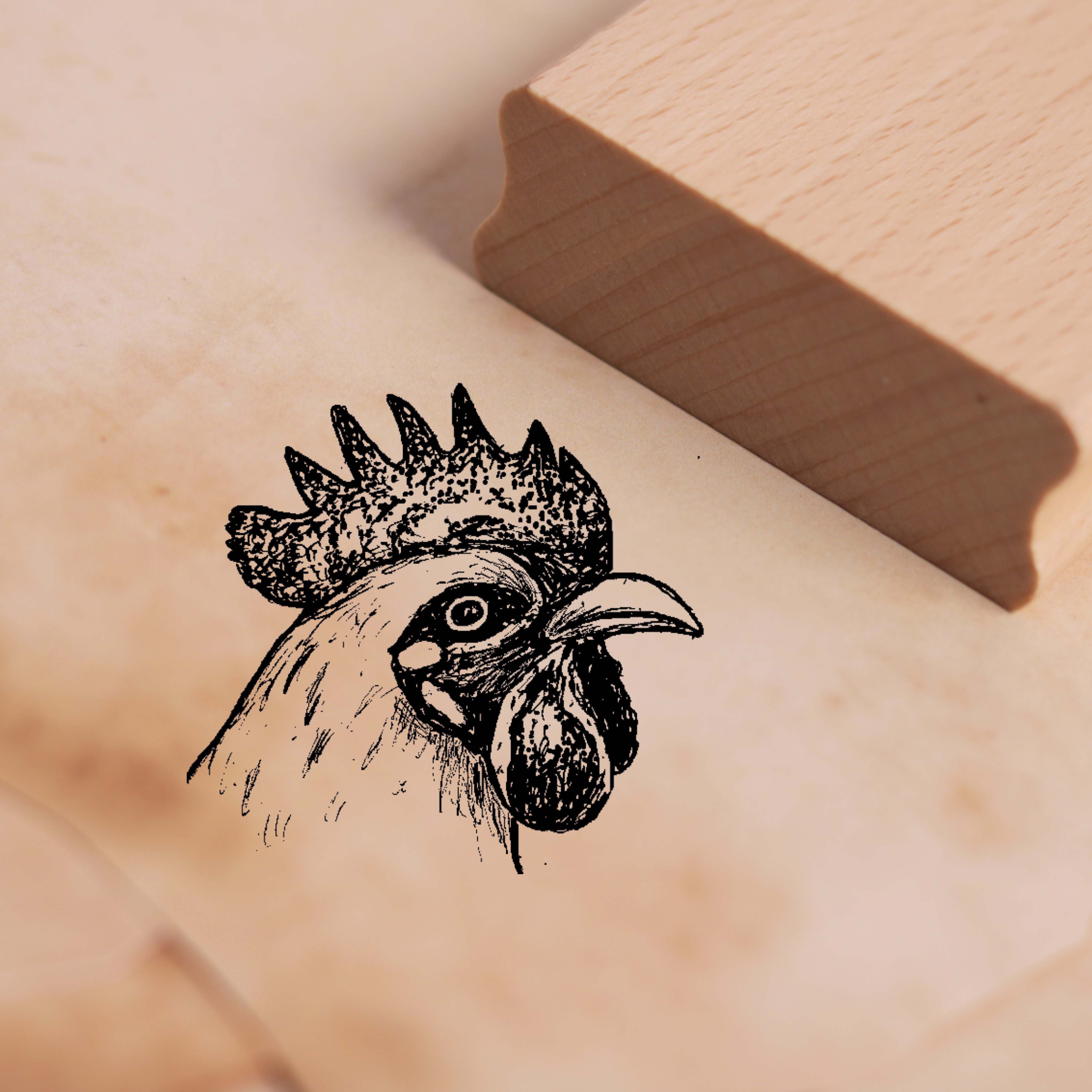 Motivstempel Gockel Hahn Kopf Stempel 38 x 36 mm