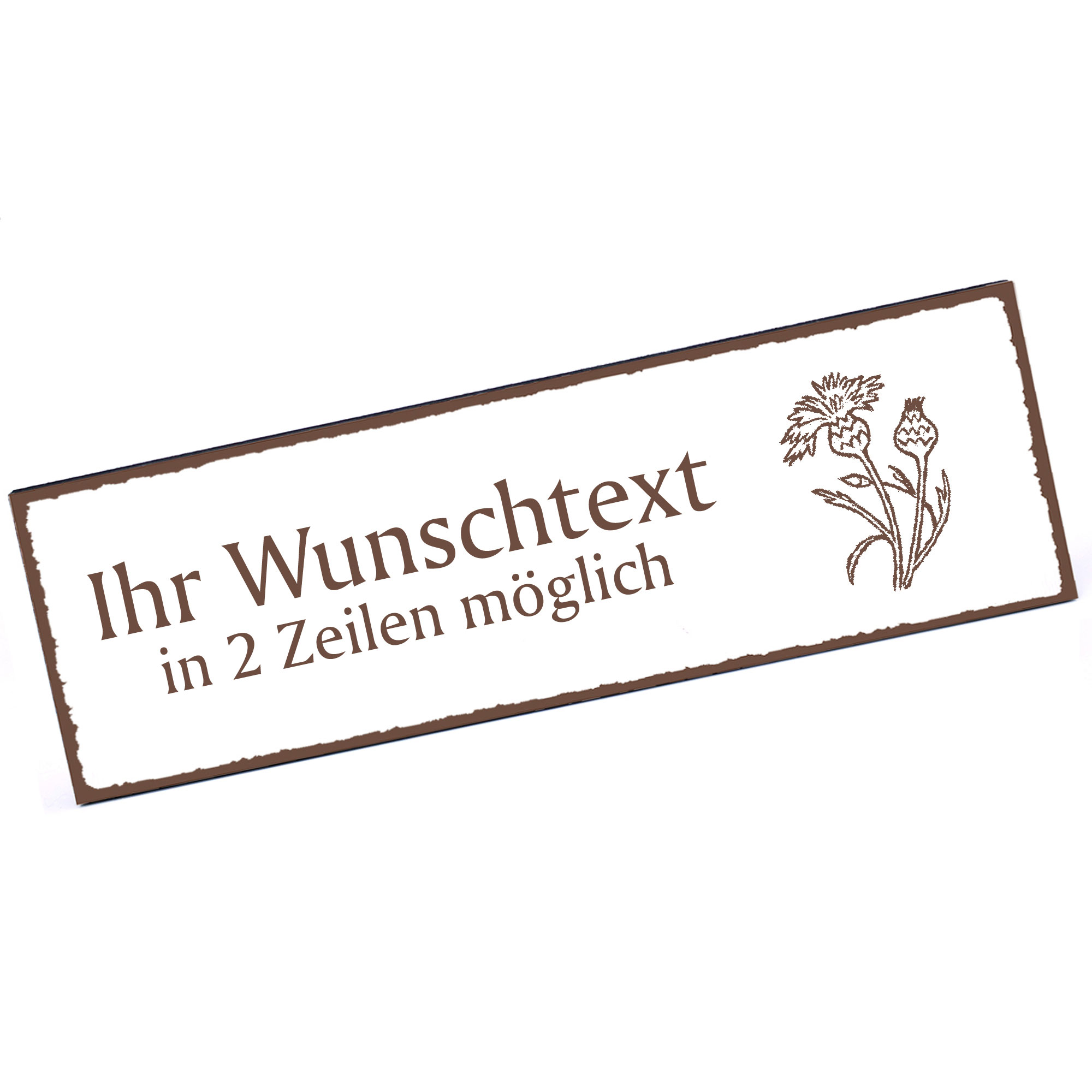 Türschild Kornblume  Namensschild personalisiert mit Gravur - 150mm x 50mm - selbstklebend