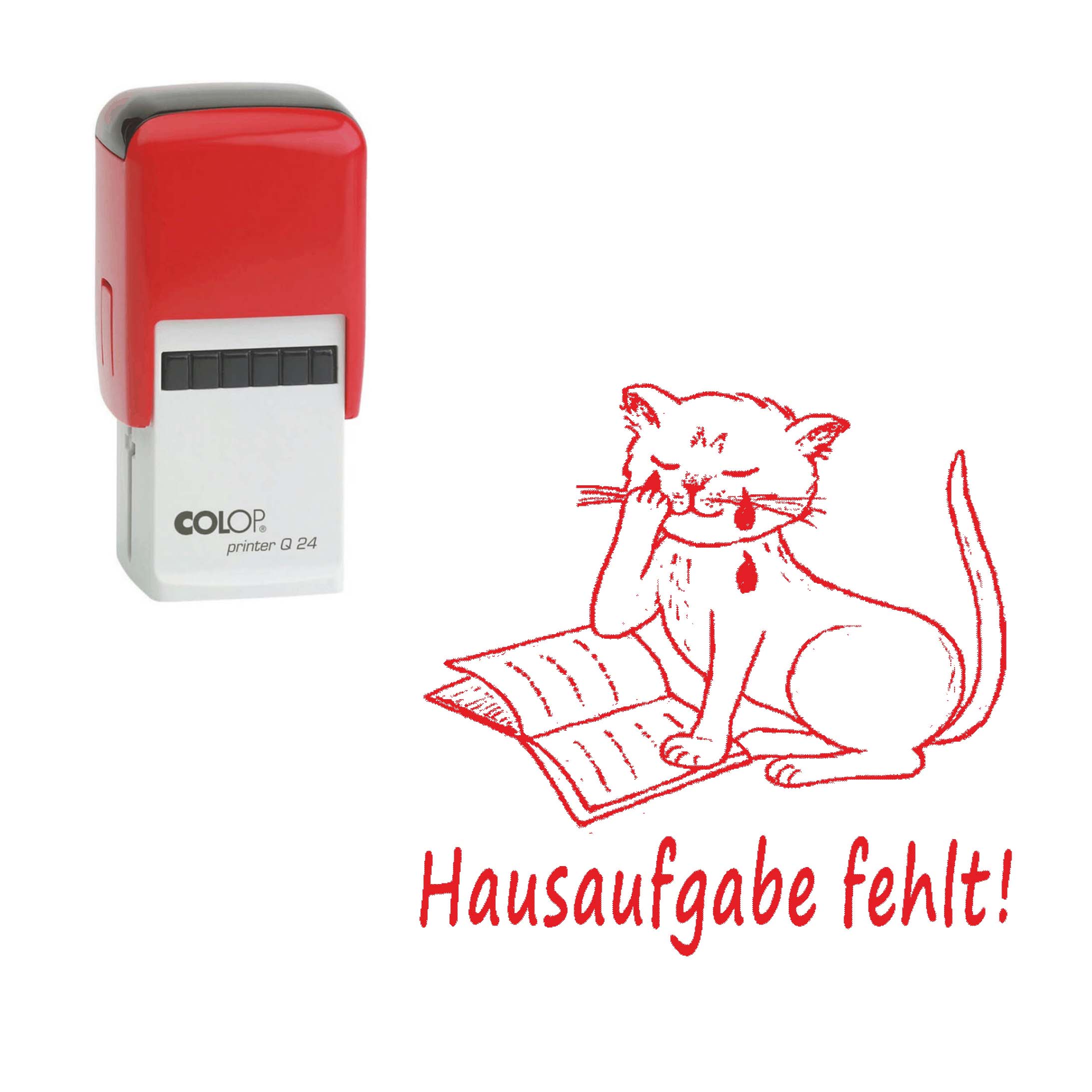 Lehrerstempel Hausaufgabe fehlt - Automatikstempel Kinder Motivstempel Katze 24 x 24 mm