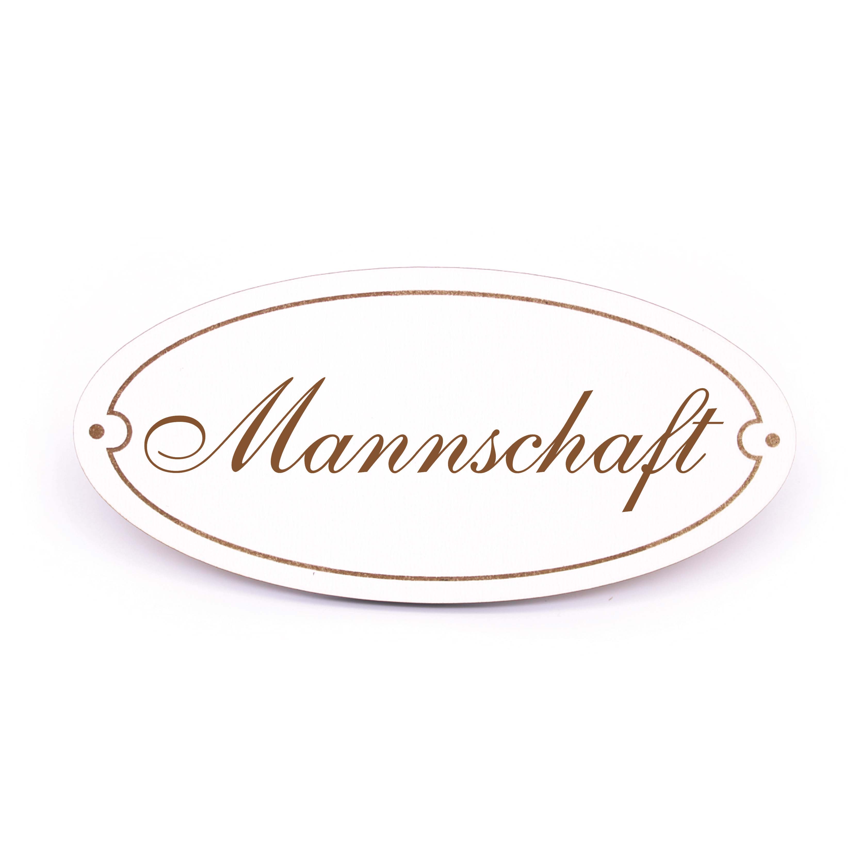 Ovales Türschild Mannschaft - selbstklebend - 15 x 7 cm