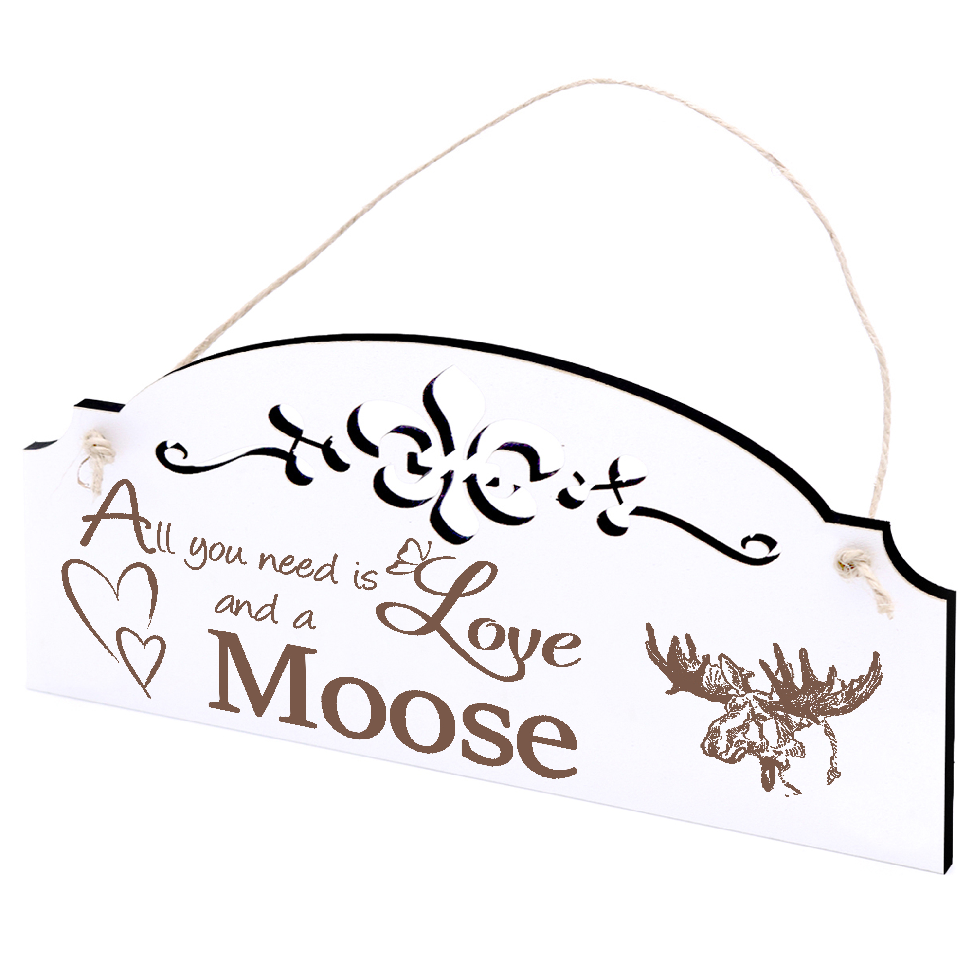 Schild Elch Kopf Deko 20x10cm - All you need is Love and a Moose - Holz