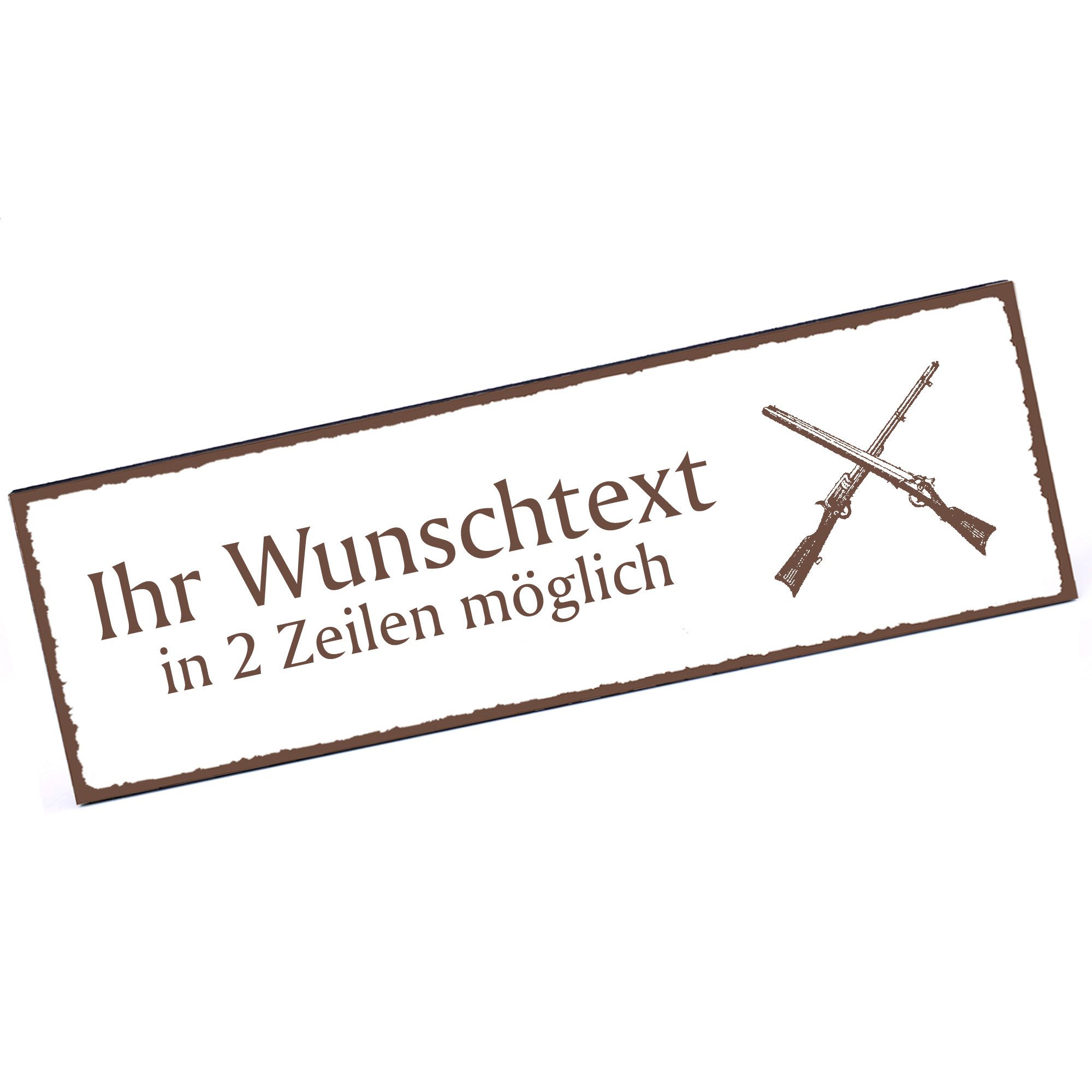 Türschild Gewehre  Namensschild personalisiert mit Gravur - 150mm x 50mm - selbstklebend