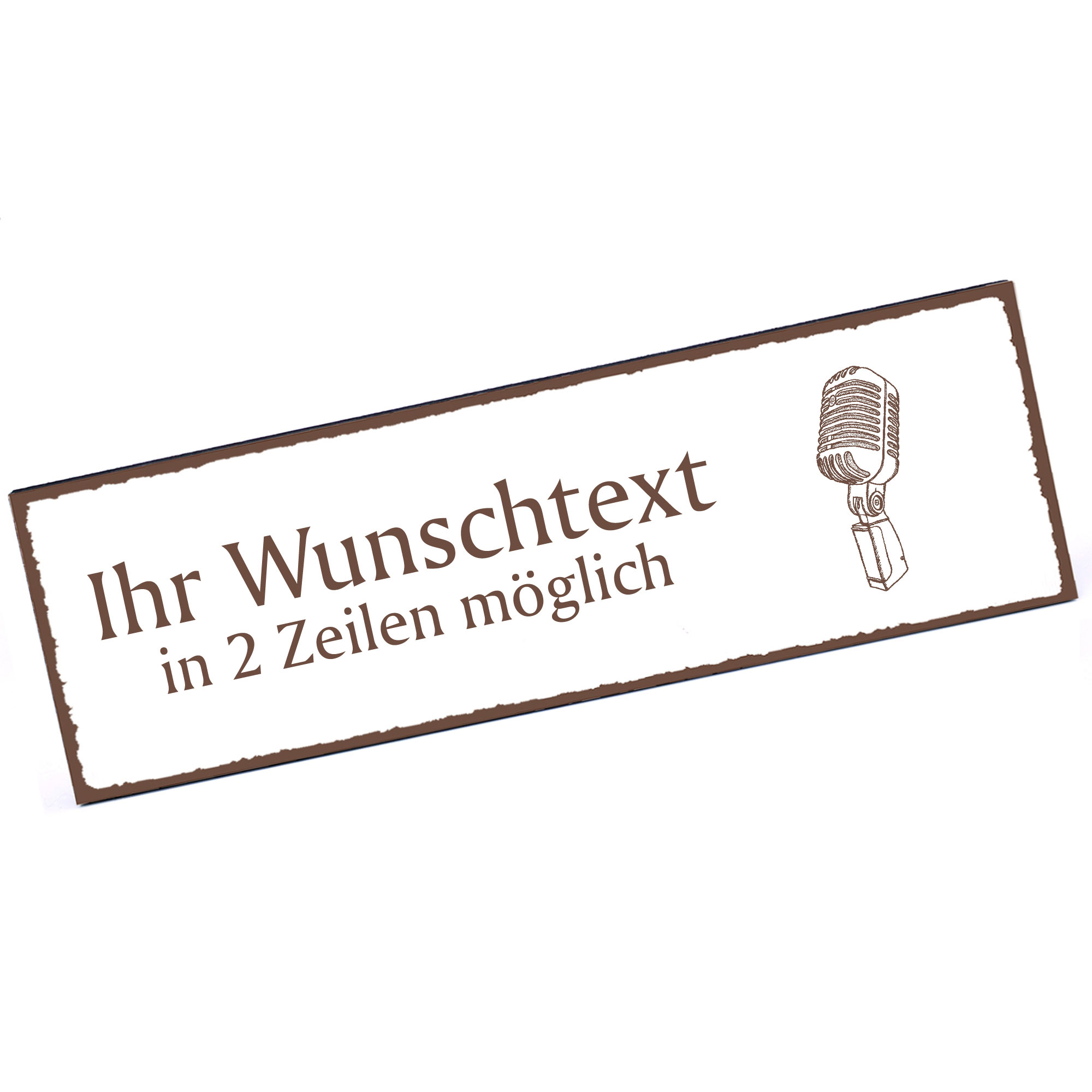 Türschild Mikrofon  Namensschild personalisiert mit Gravur - 150mm x 50mm - selbstklebend
