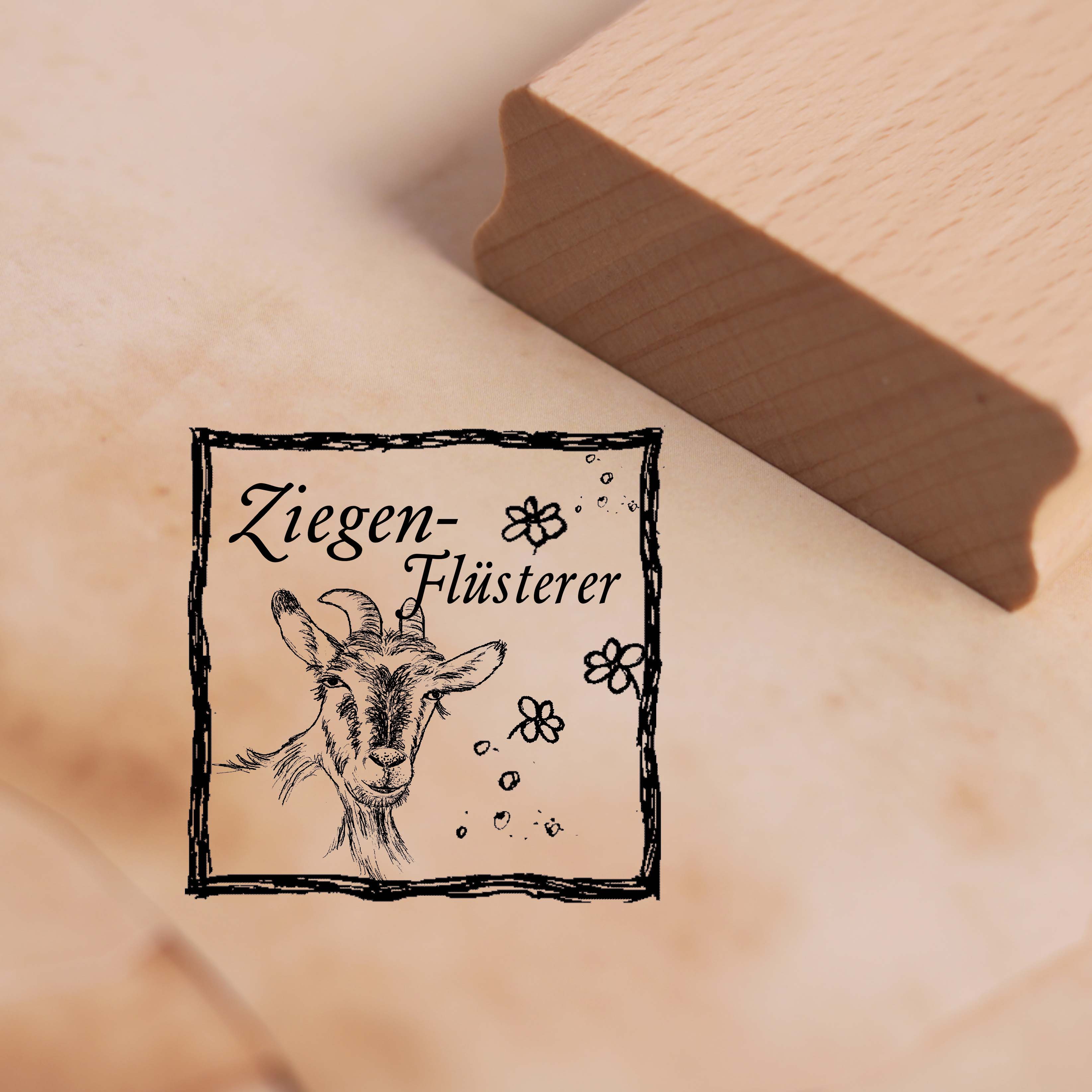 Motivstempel Ziegenflüsterer - Stempel Holzstempel 48 x 48 mm