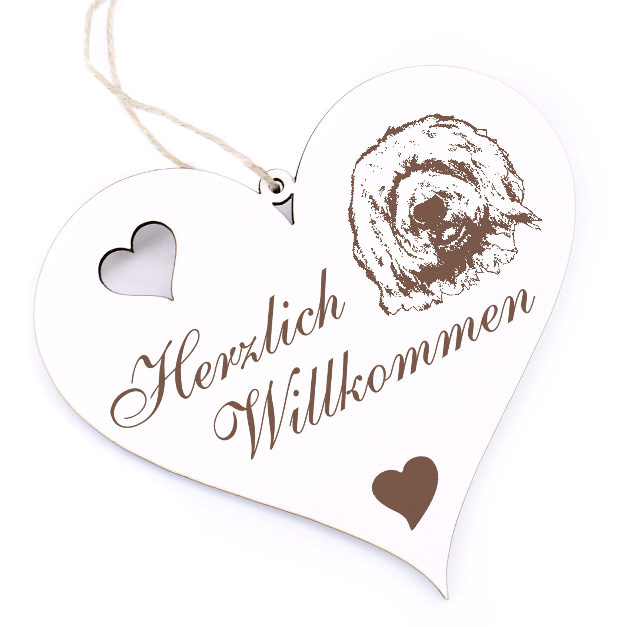 Herzlich Willkommen Schild - Bobtail - Deko Herz Holz